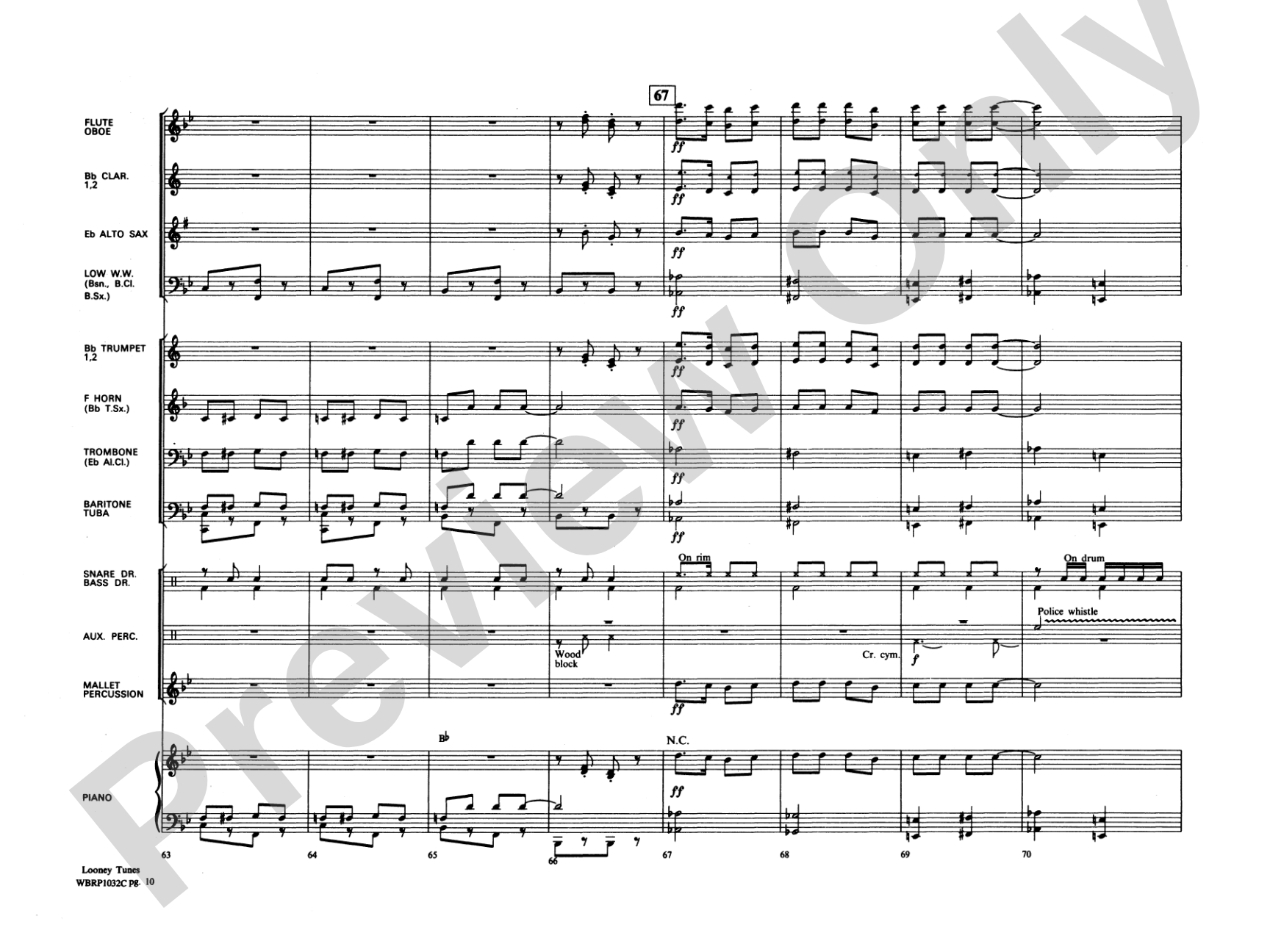 Looney Tunes: Concert Band Conductor Score & Parts