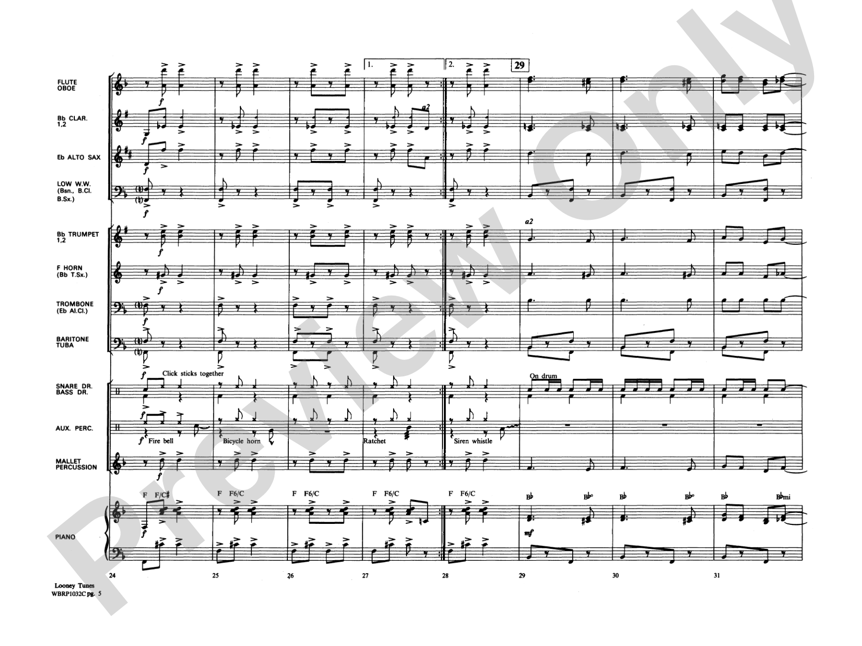 Looney Tunes: Concert Band Conductor Score & Parts