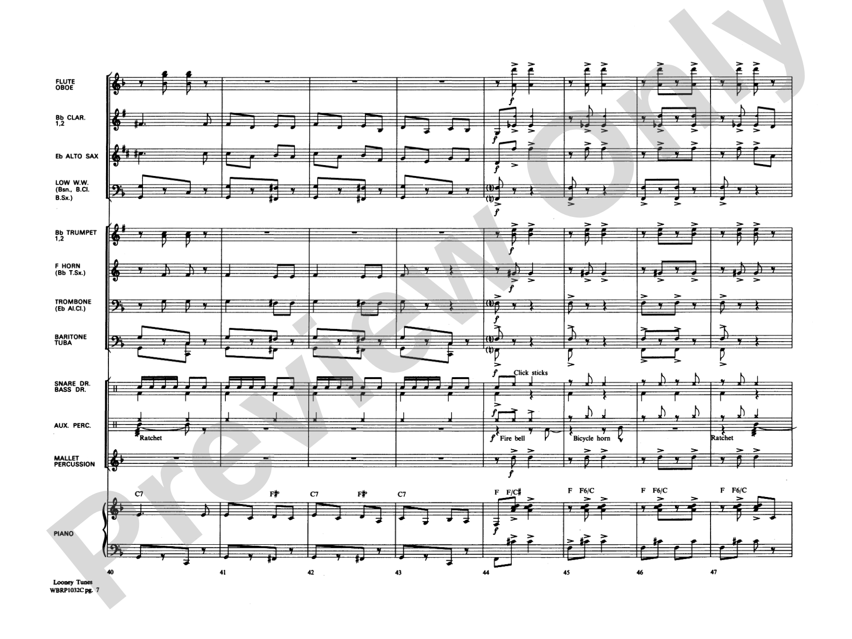 Looney Tunes: Concert Band Conductor Score & Parts
