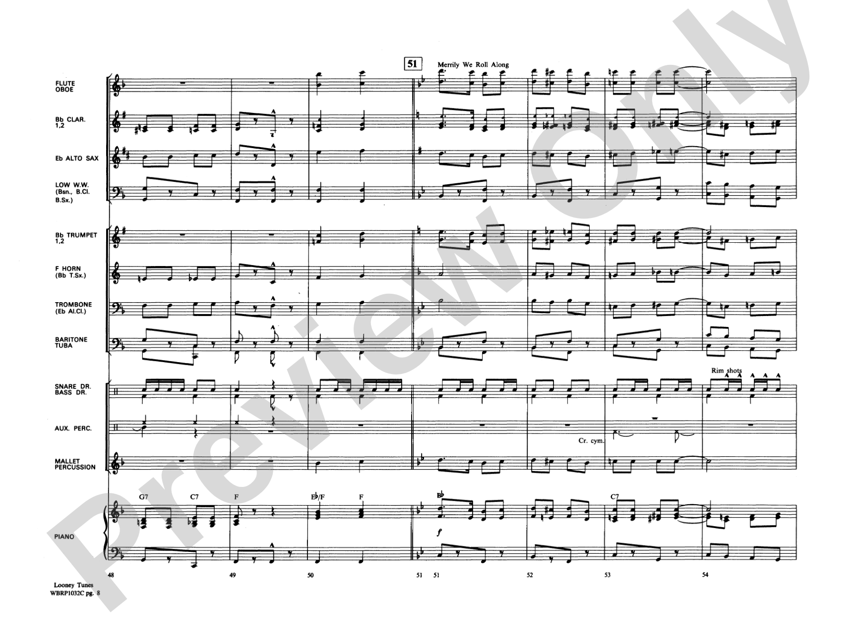 Looney Tunes: Concert Band Conductor Score & Parts