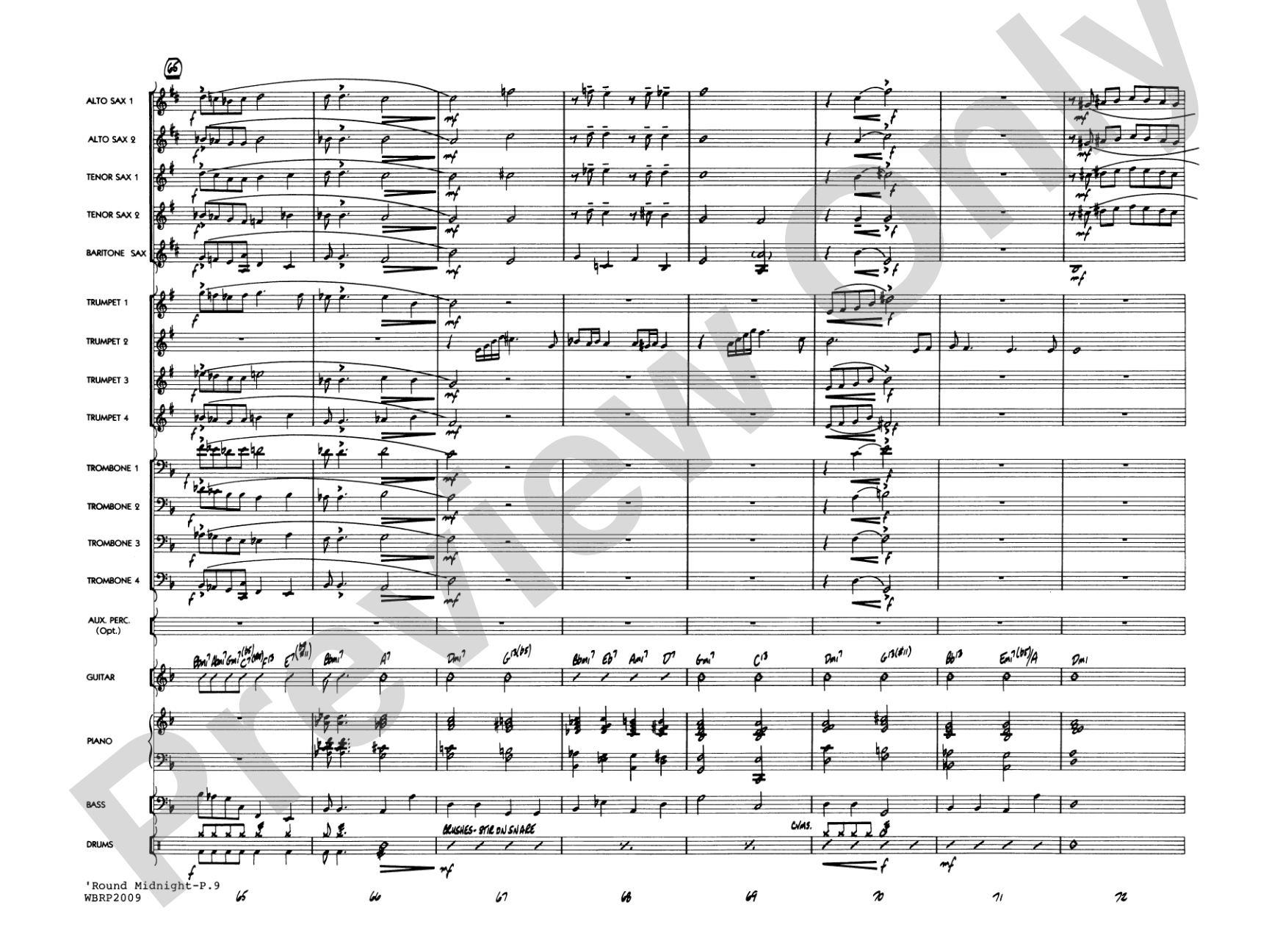 'Round Midnight: Jazz Ensemble Conductor Score & Parts