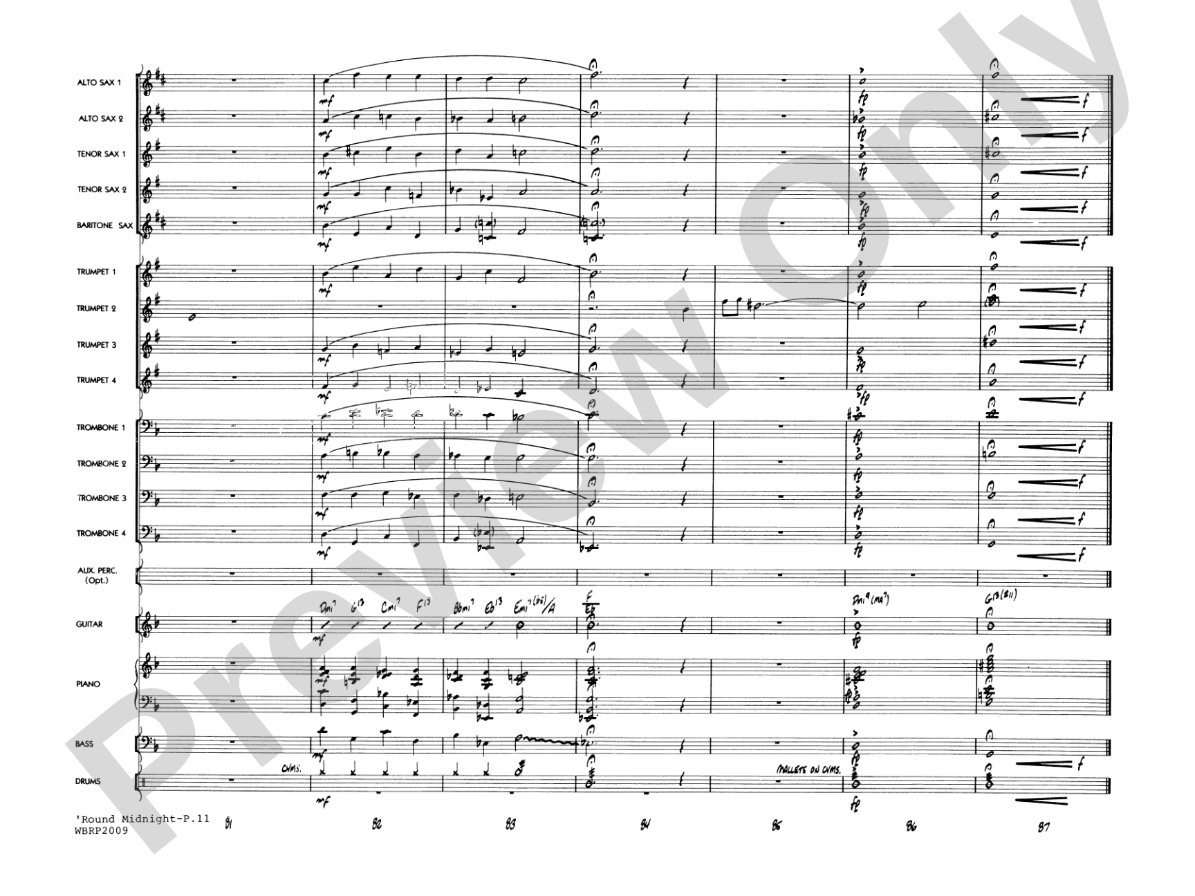 'Round Midnight: Jazz Ensemble Conductor Score & Parts