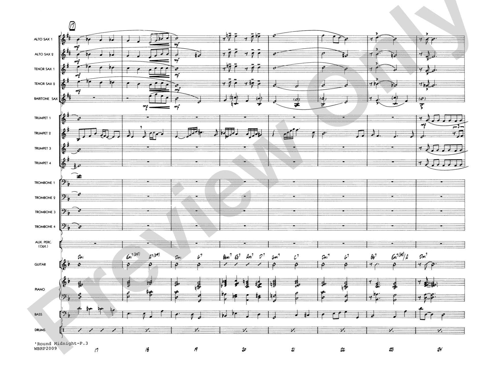 'Round Midnight: Jazz Ensemble Conductor Score & Parts