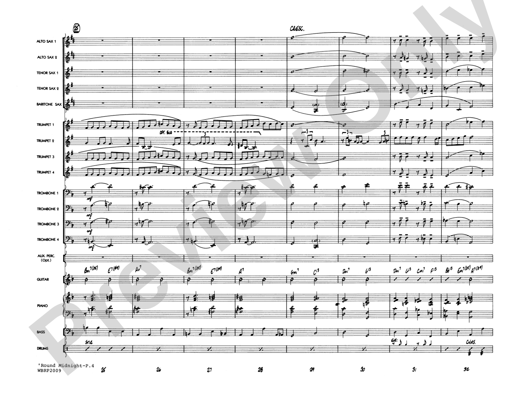 'Round Midnight: Jazz Ensemble Conductor Score & Parts