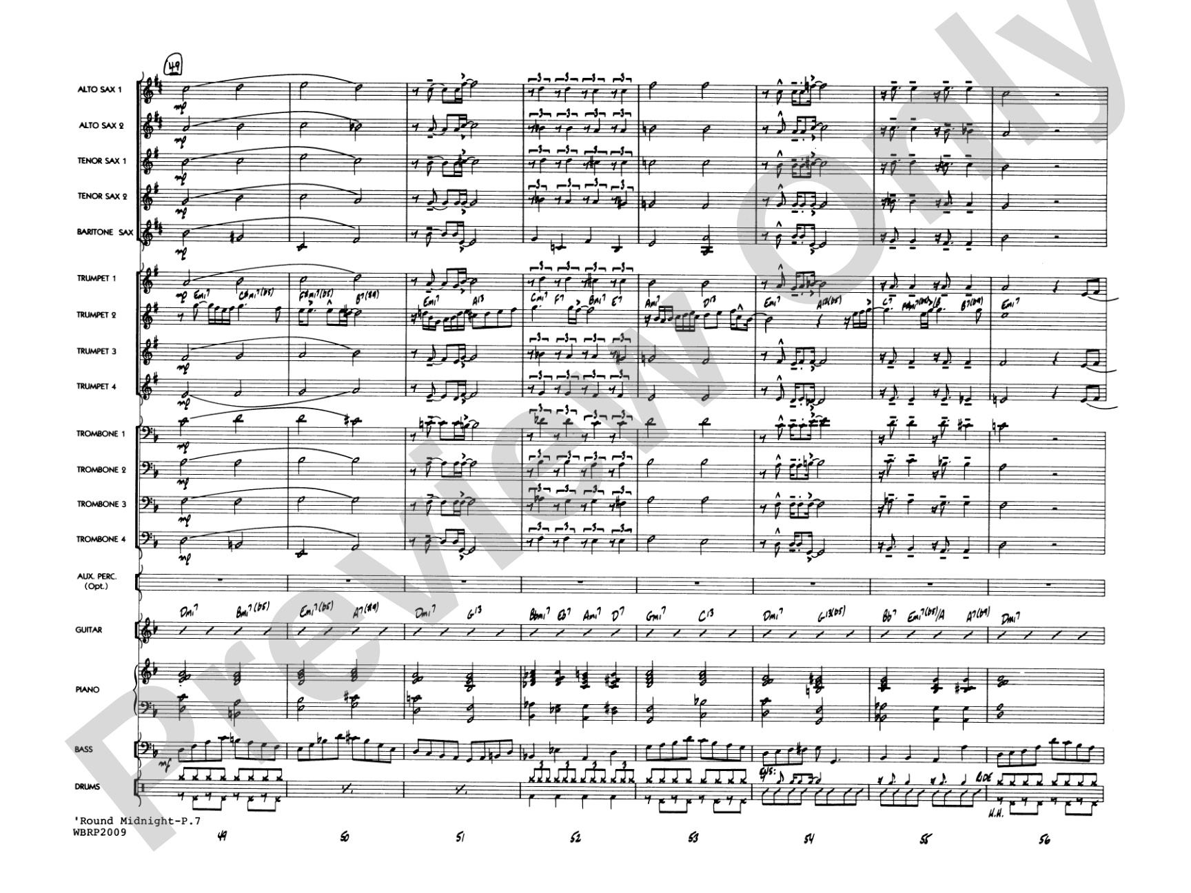 'Round Midnight: Jazz Ensemble Conductor Score & Parts