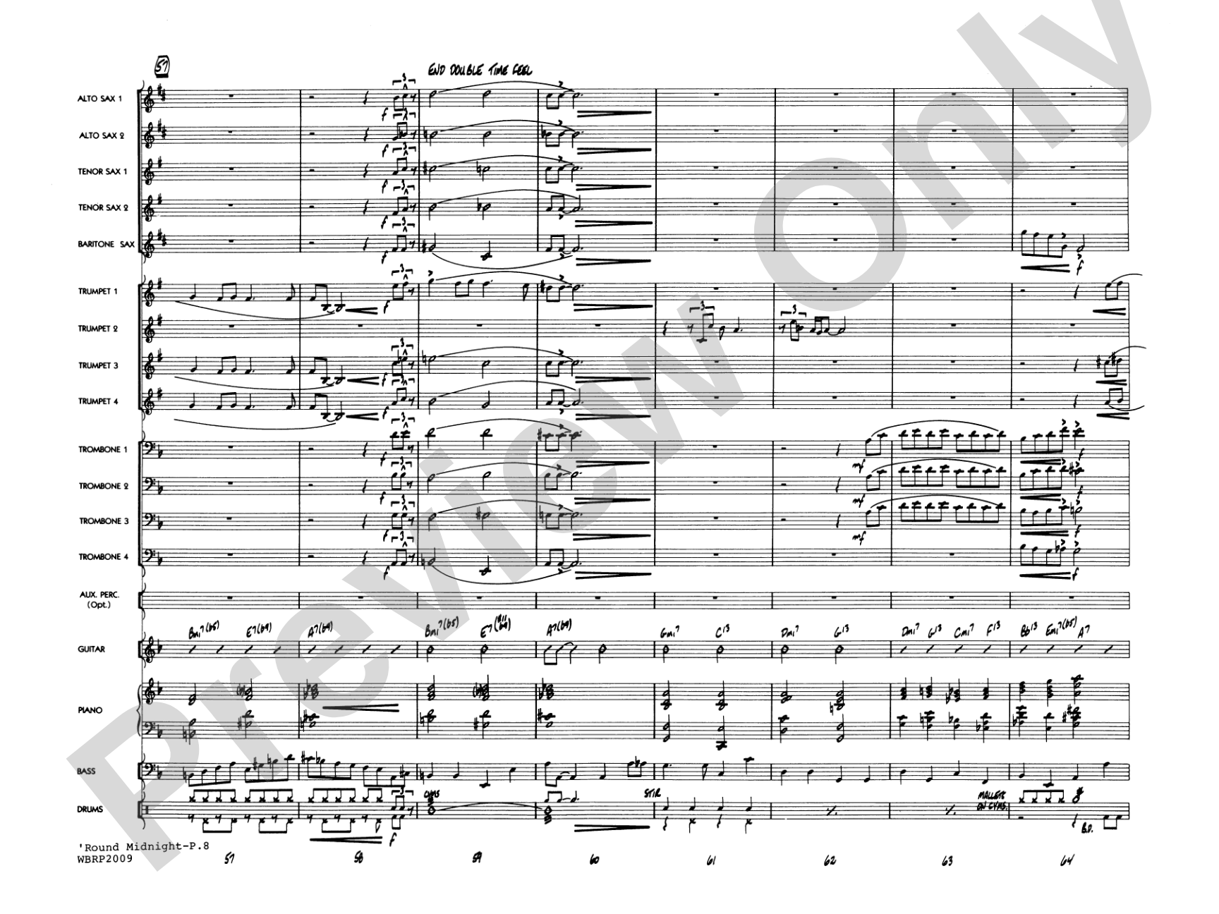 'Round Midnight: Jazz Ensemble Conductor Score & Parts