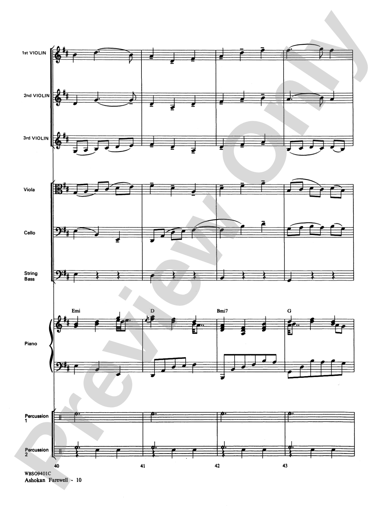 Ashokan Farewell (from "The Civil War"): String Orchestra Conductor Score & Parts