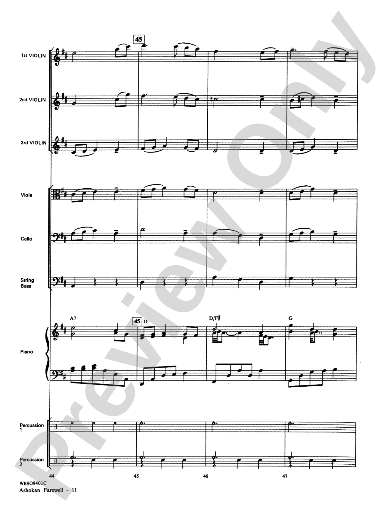 Ashokan Farewell (from "The Civil War"): String Orchestra Conductor Score & Parts