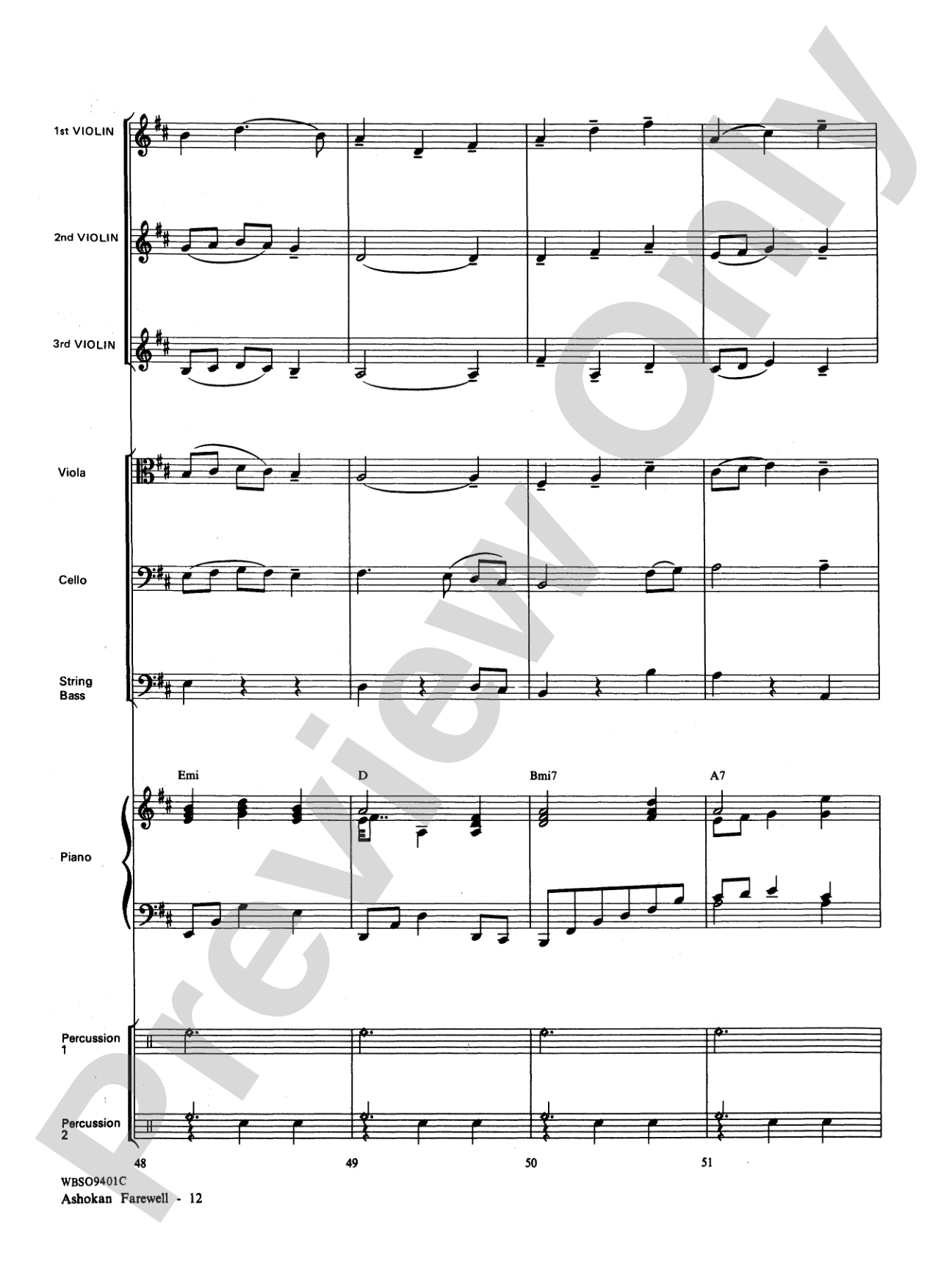 Ashokan Farewell (from "The Civil War"): String Orchestra Conductor Score & Parts