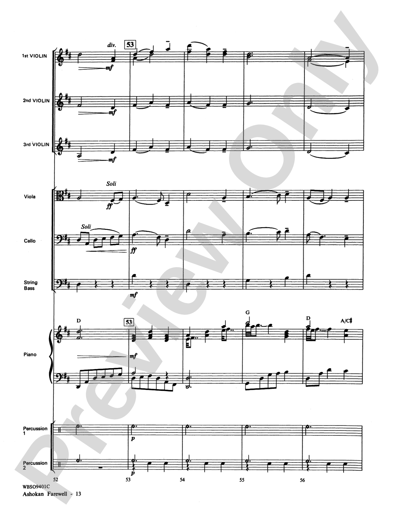 Ashokan Farewell (from "The Civil War"): String Orchestra Conductor Score & Parts