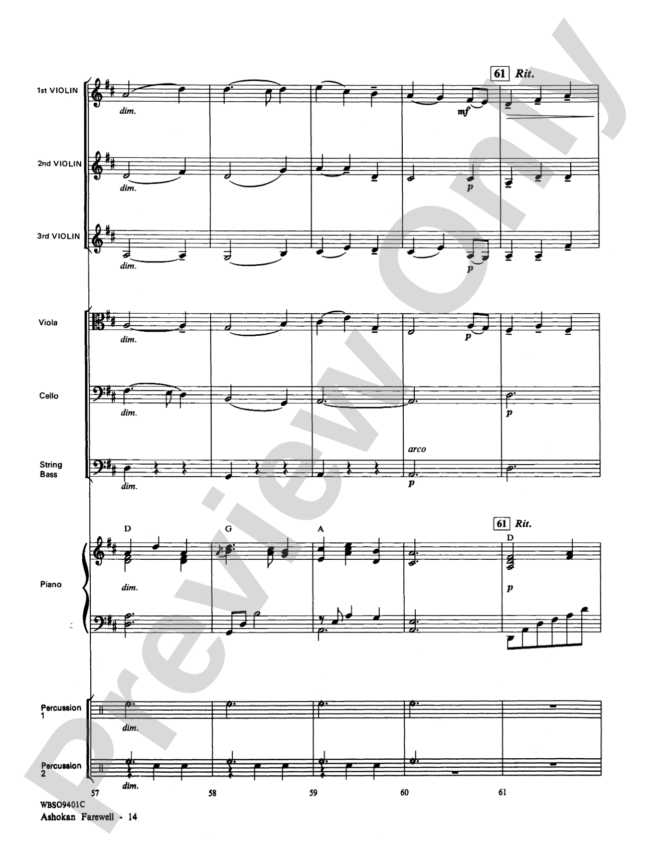 Ashokan Farewell (from "The Civil War"): String Orchestra Conductor Score & Parts