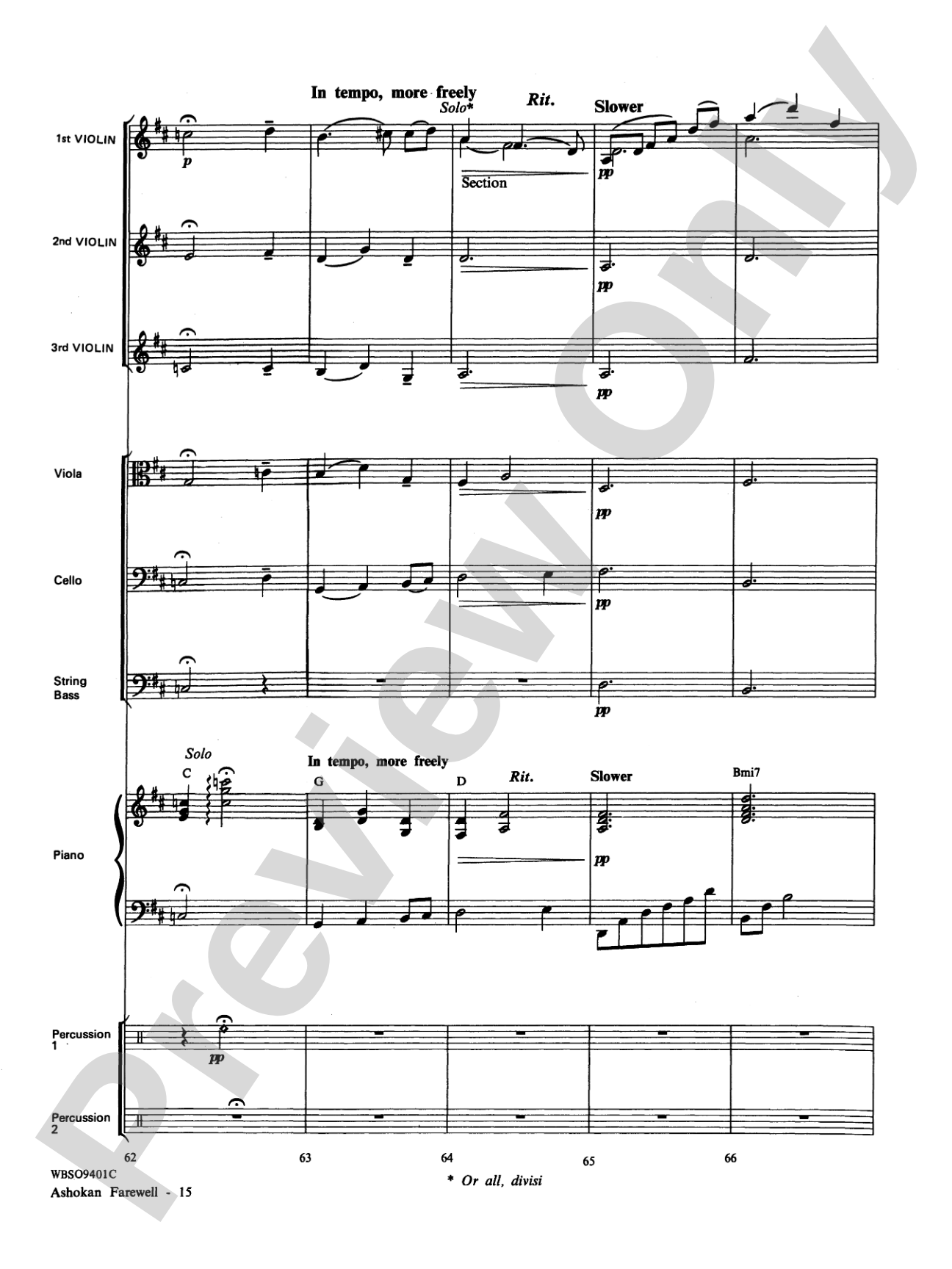 Ashokan Farewell (from "The Civil War"): String Orchestra Conductor Score & Parts