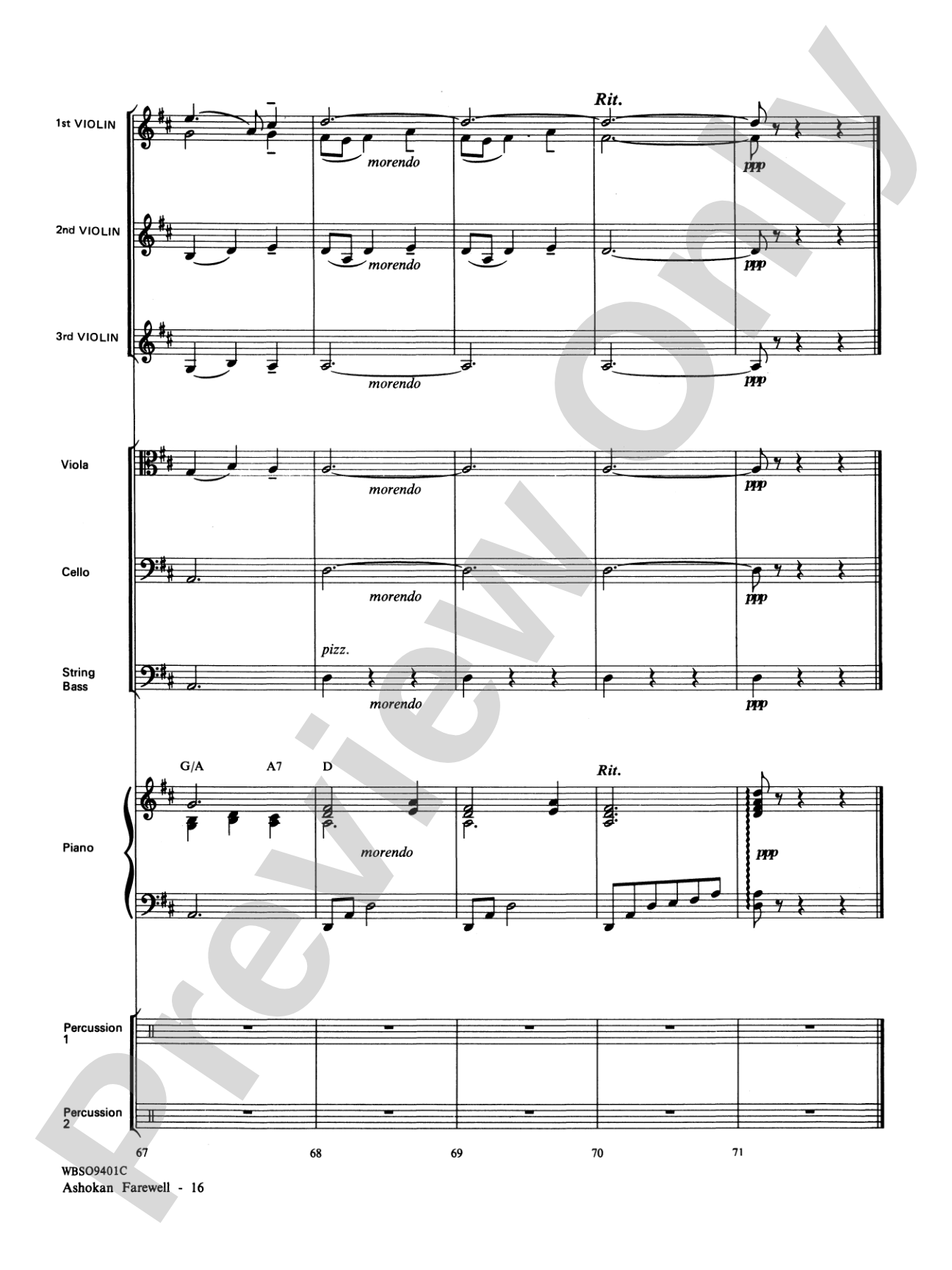 Ashokan Farewell (from "The Civil War"): String Orchestra Conductor Score & Parts