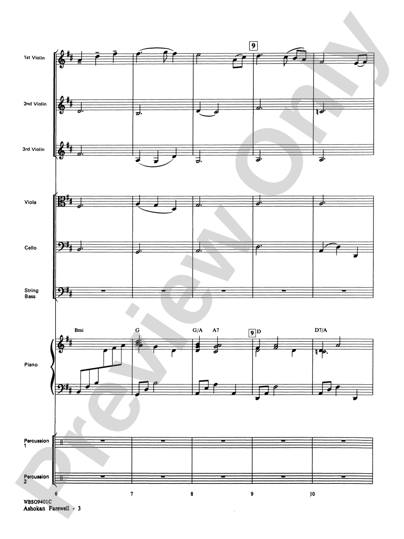 Ashokan Farewell (from "The Civil War"): String Orchestra Conductor Score & Parts