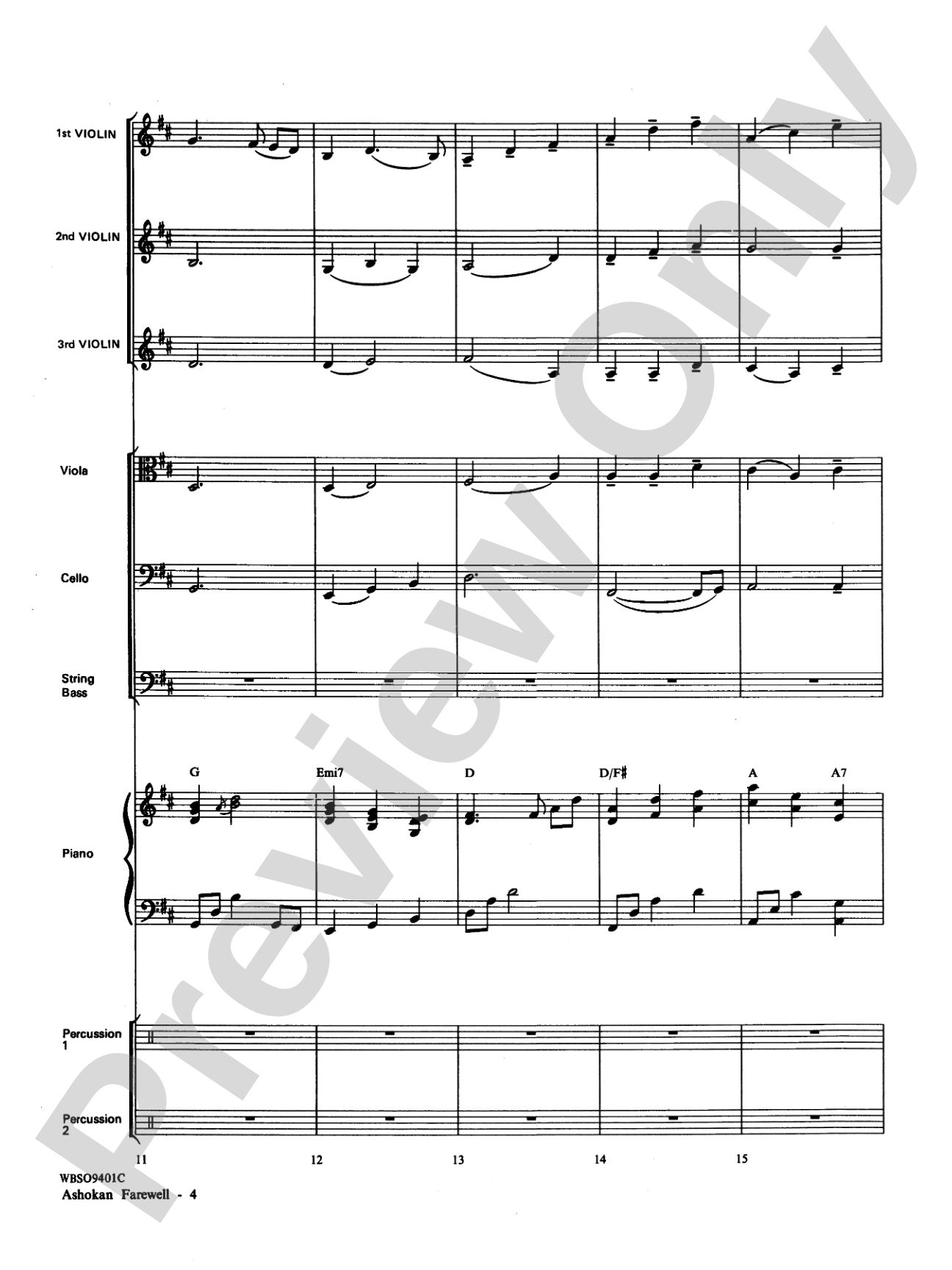 Ashokan Farewell (from "The Civil War"): String Orchestra Conductor Score & Parts
