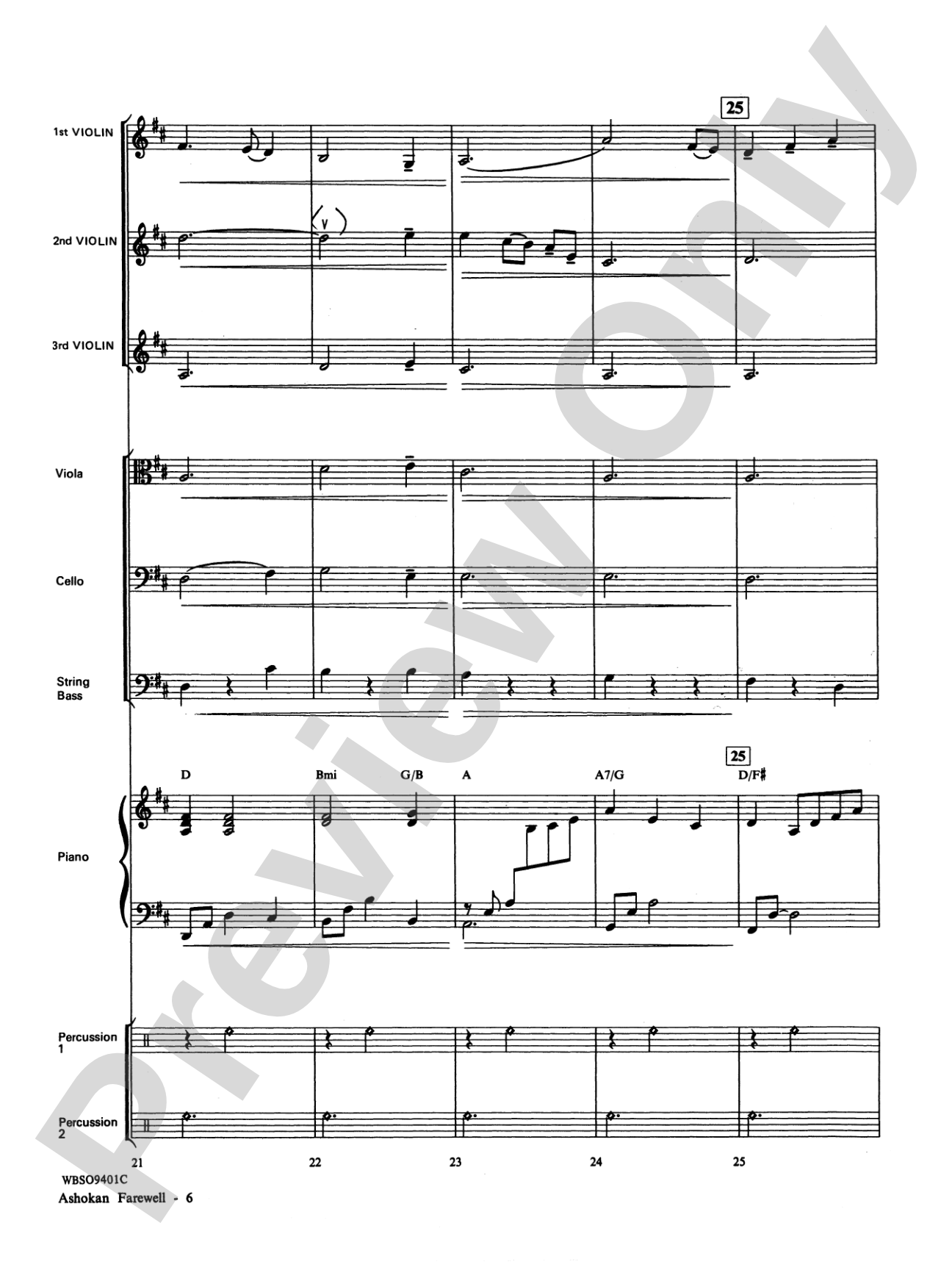 Ashokan Farewell (from "The Civil War"): String Orchestra Conductor Score & Parts