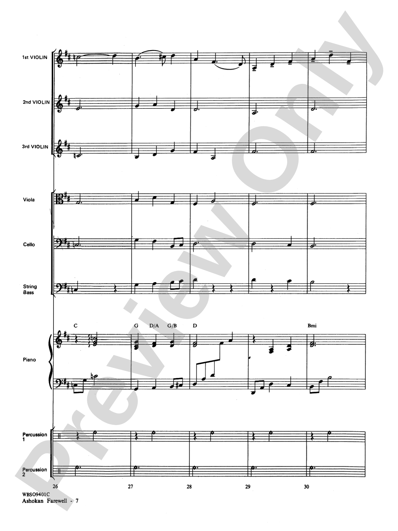 Ashokan Farewell (from "The Civil War"): String Orchestra Conductor Score & Parts
