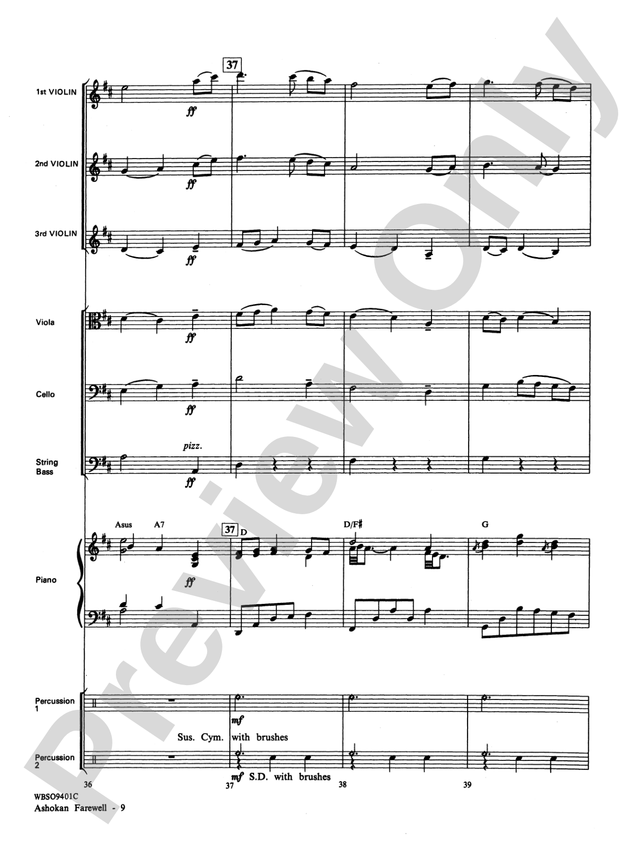Ashokan Farewell (from "The Civil War"): String Orchestra Conductor Score & Parts
