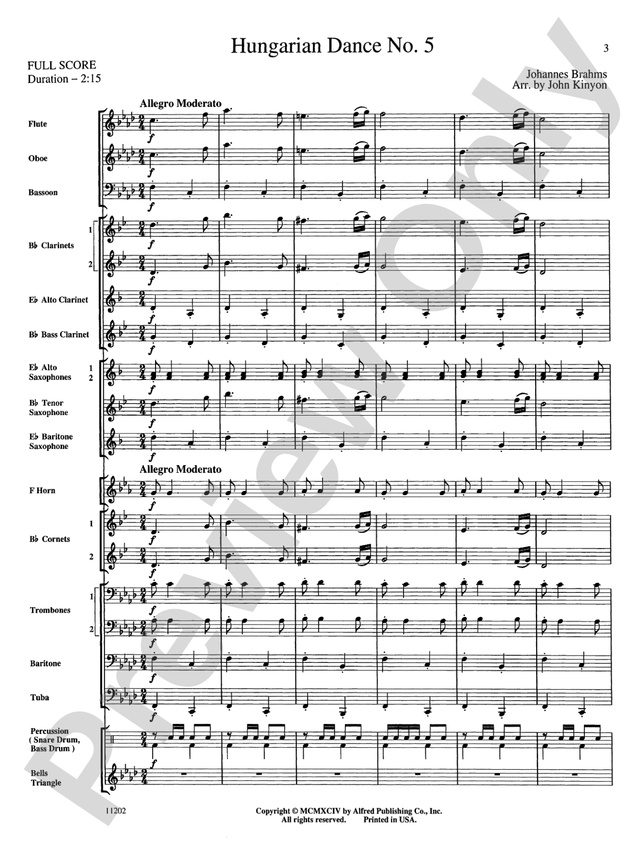 Hungarian Dance No. 5: Concert Band Conductor Score & Parts