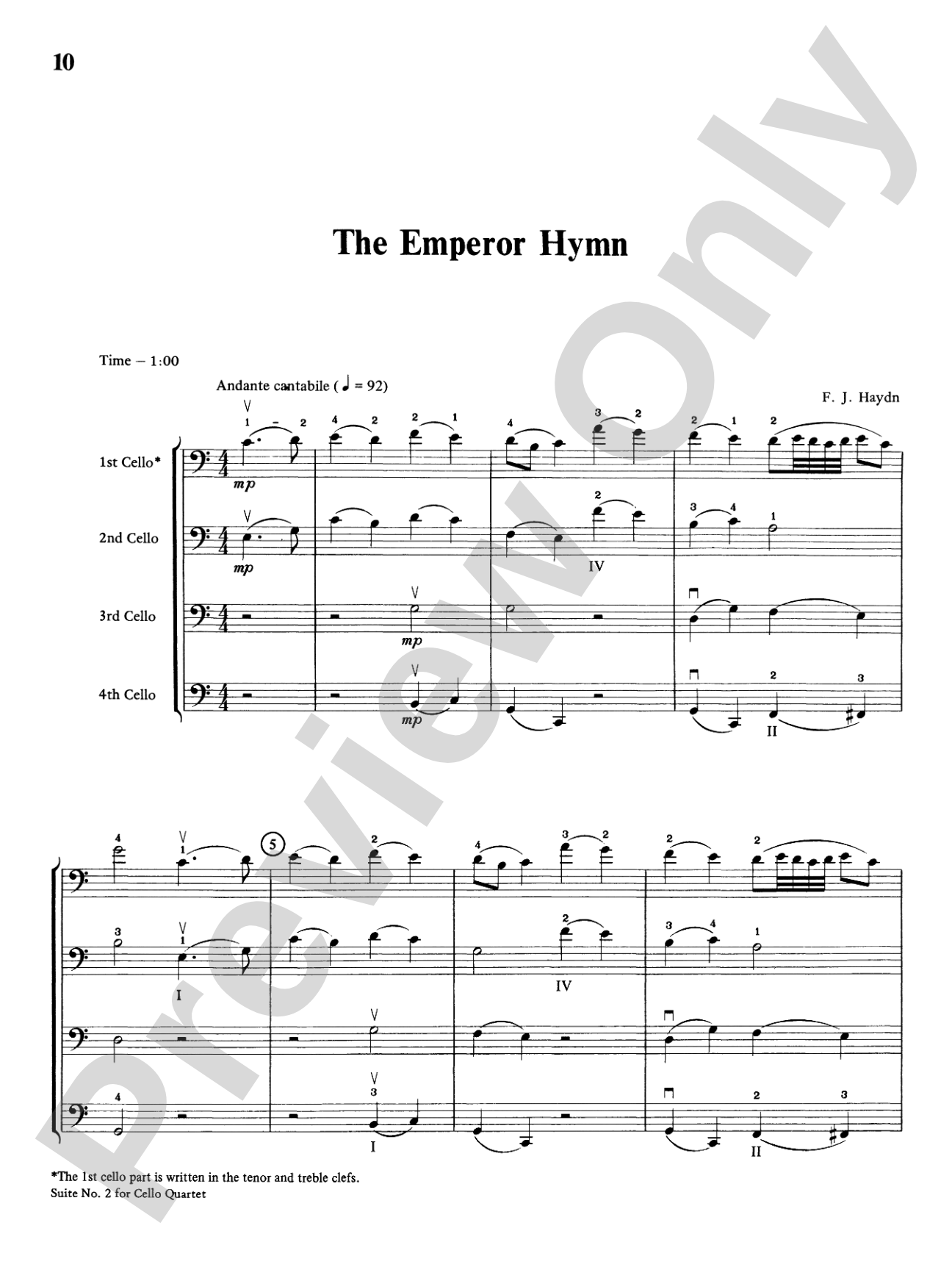 Highland/Etling Cello Quartet Series: Suite No. 2: Cello
