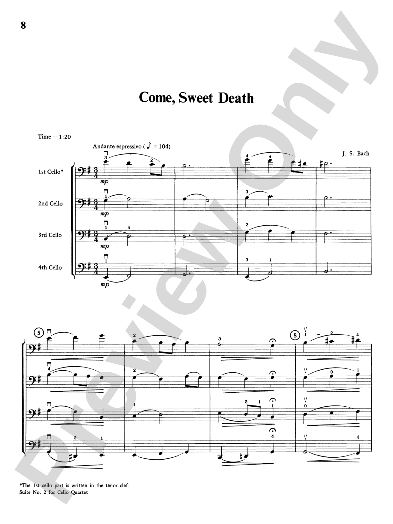 Highland/Etling Cello Quartet Series: Suite No. 2: Cello