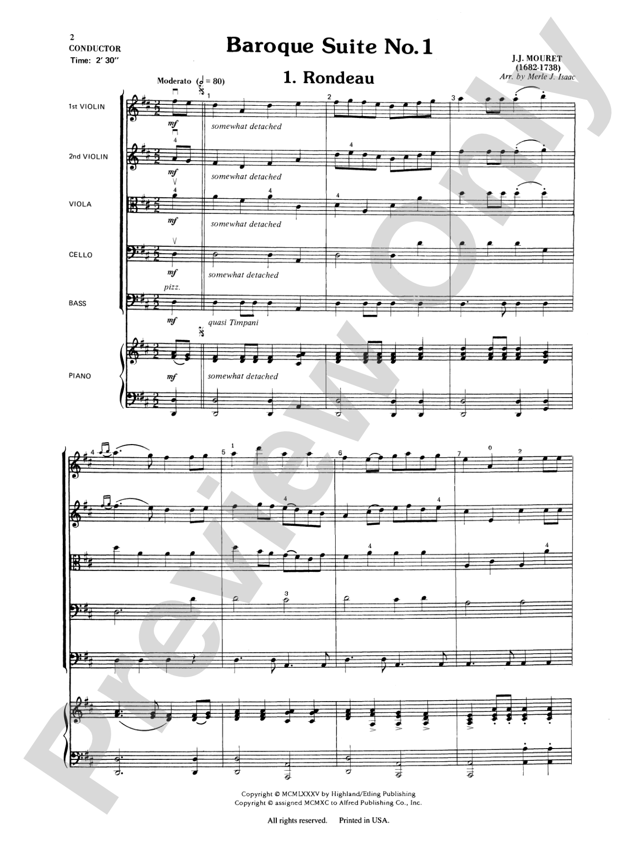 Baroque Suite No. 1: String Orchestra Conductor Score & Parts