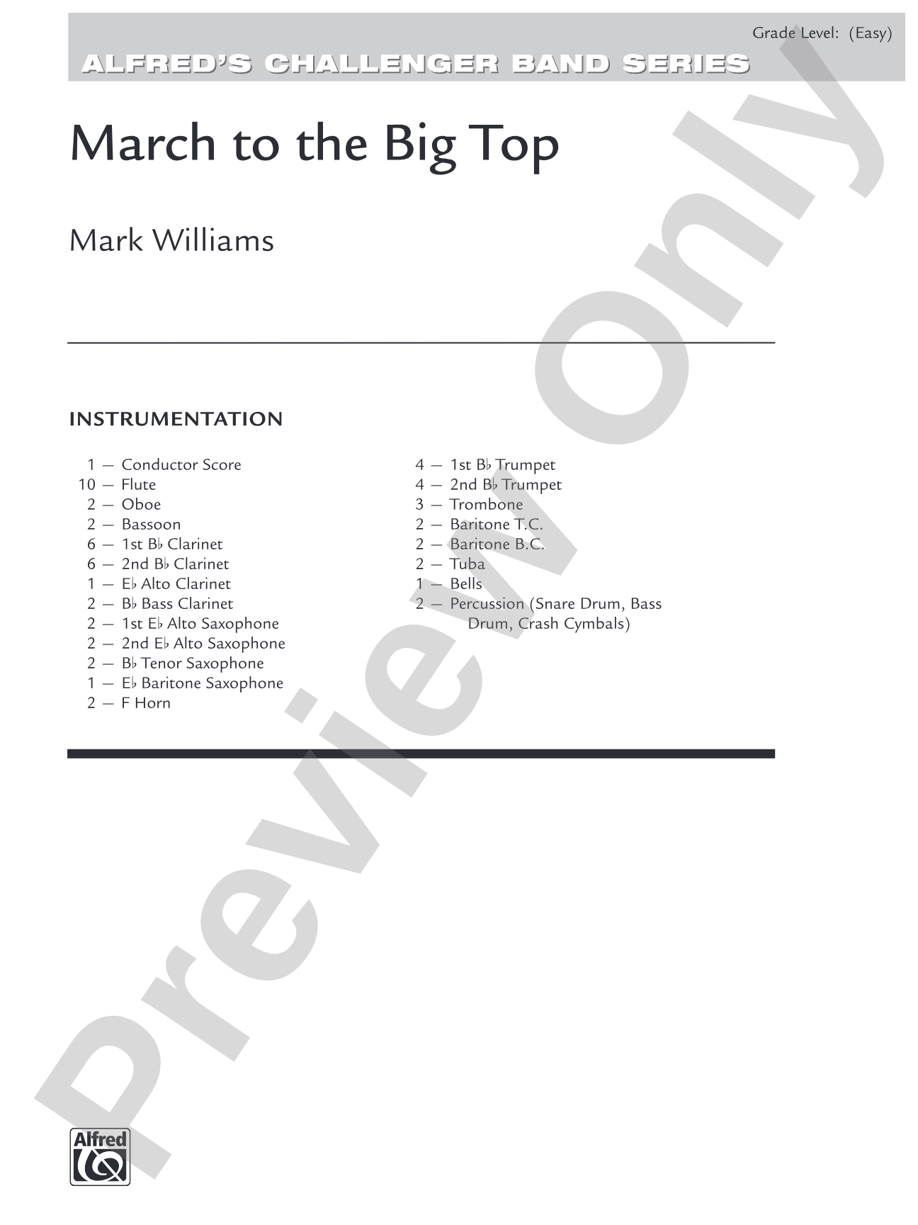 March to the Big Top: Concert Band Conductor Score & Parts