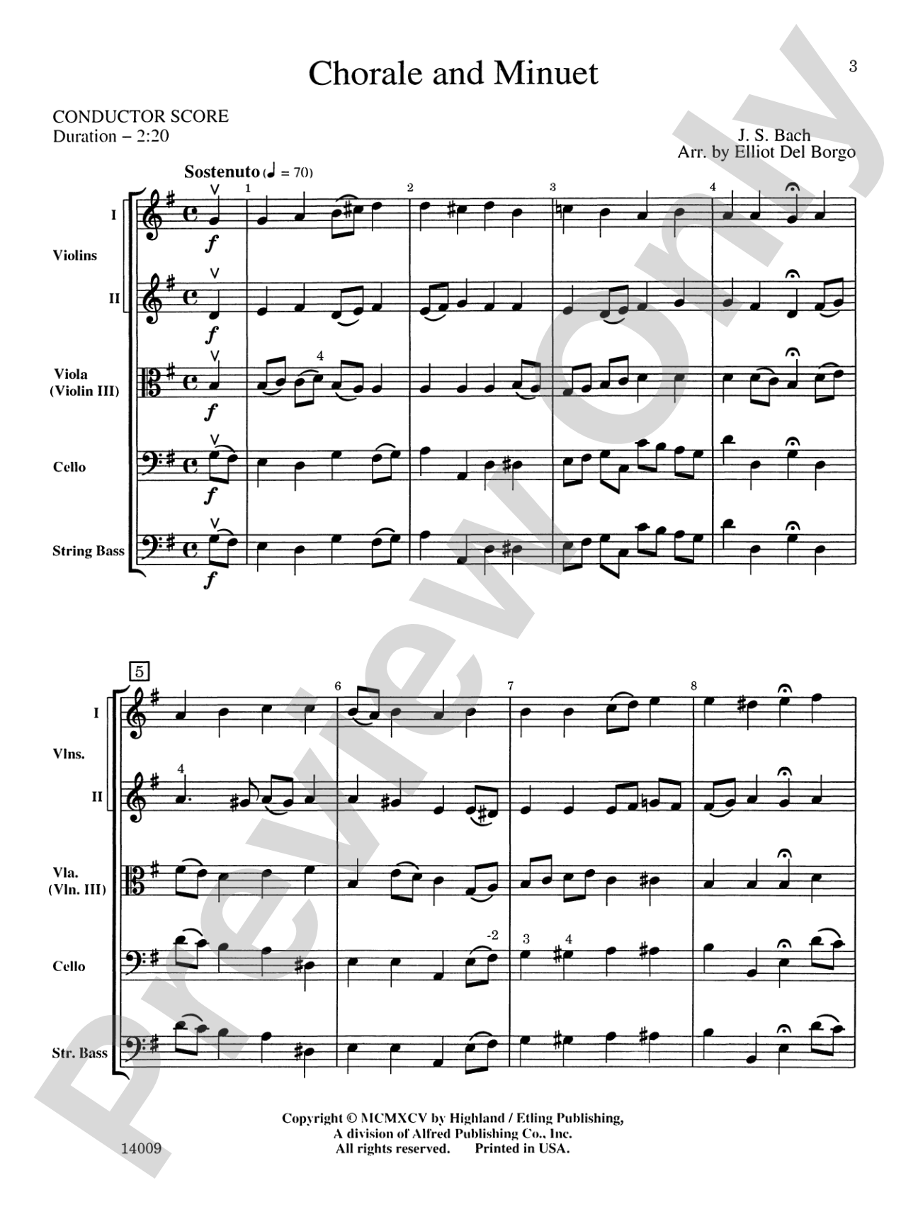 Chorale and Minuet: String Orchestra Conductor Score & Parts