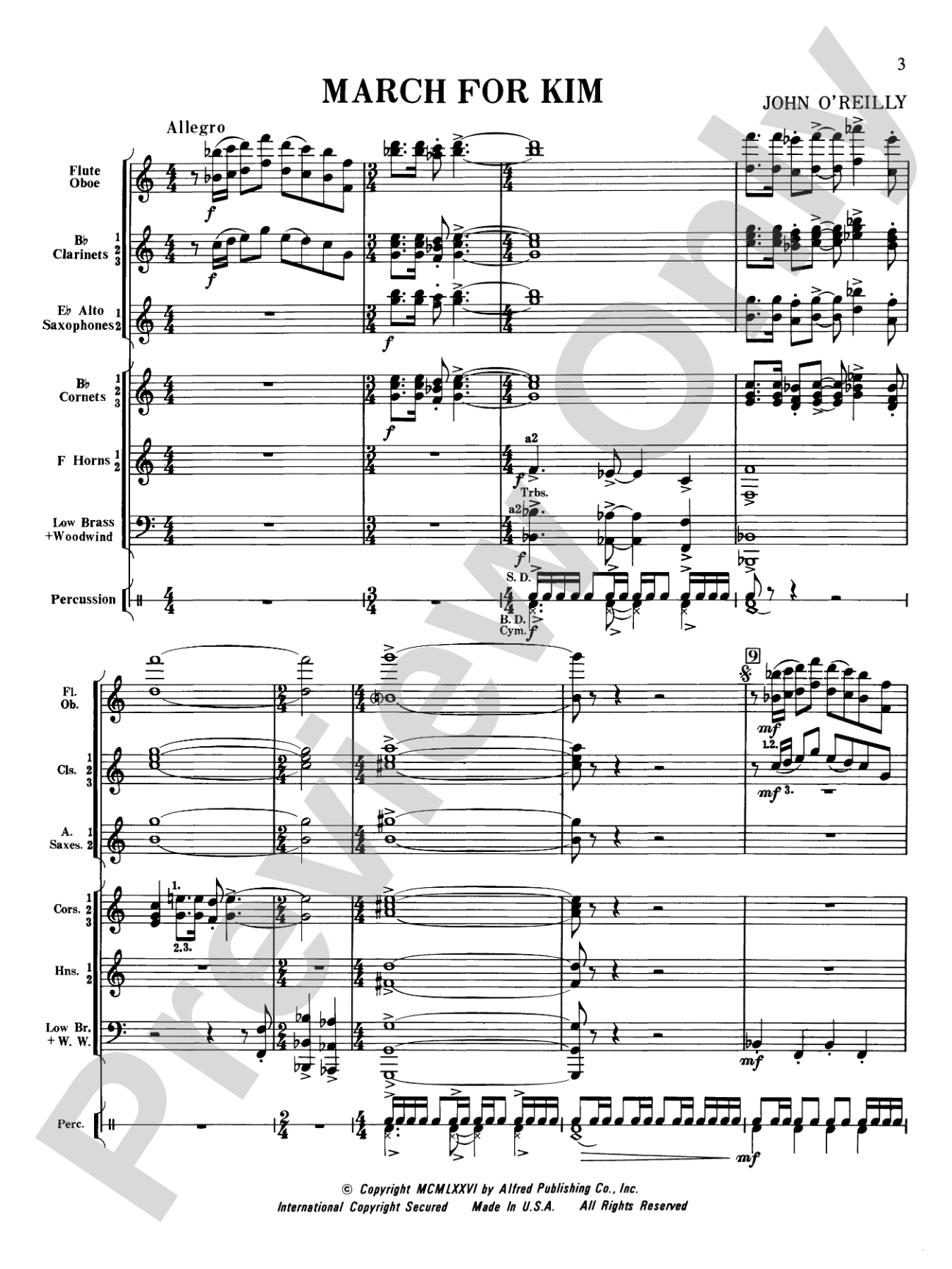 March for Kim: Concert Band Conductor Score & Parts