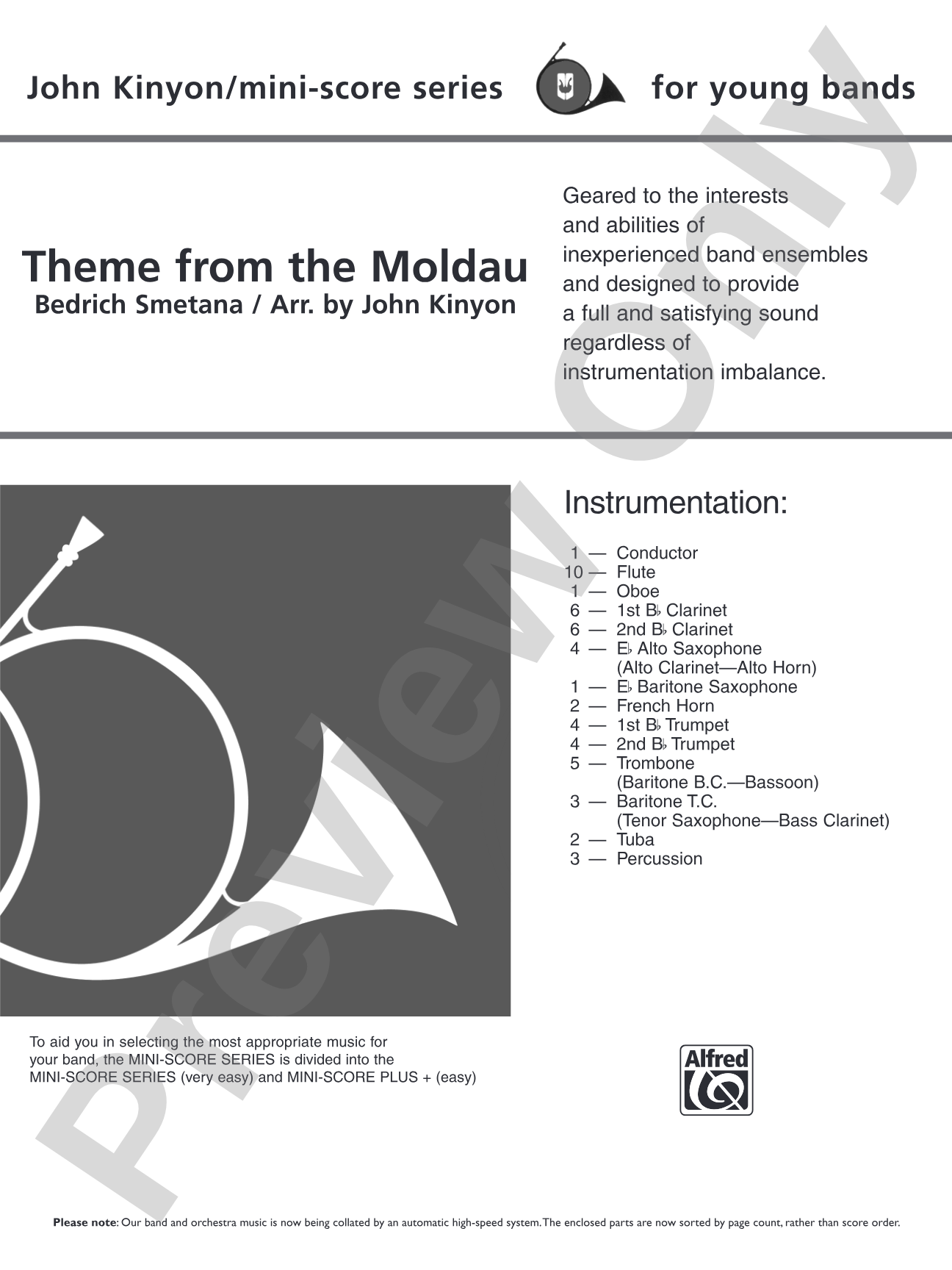 Theme from "The Moldau": Concert Band Conductor Score & Parts
