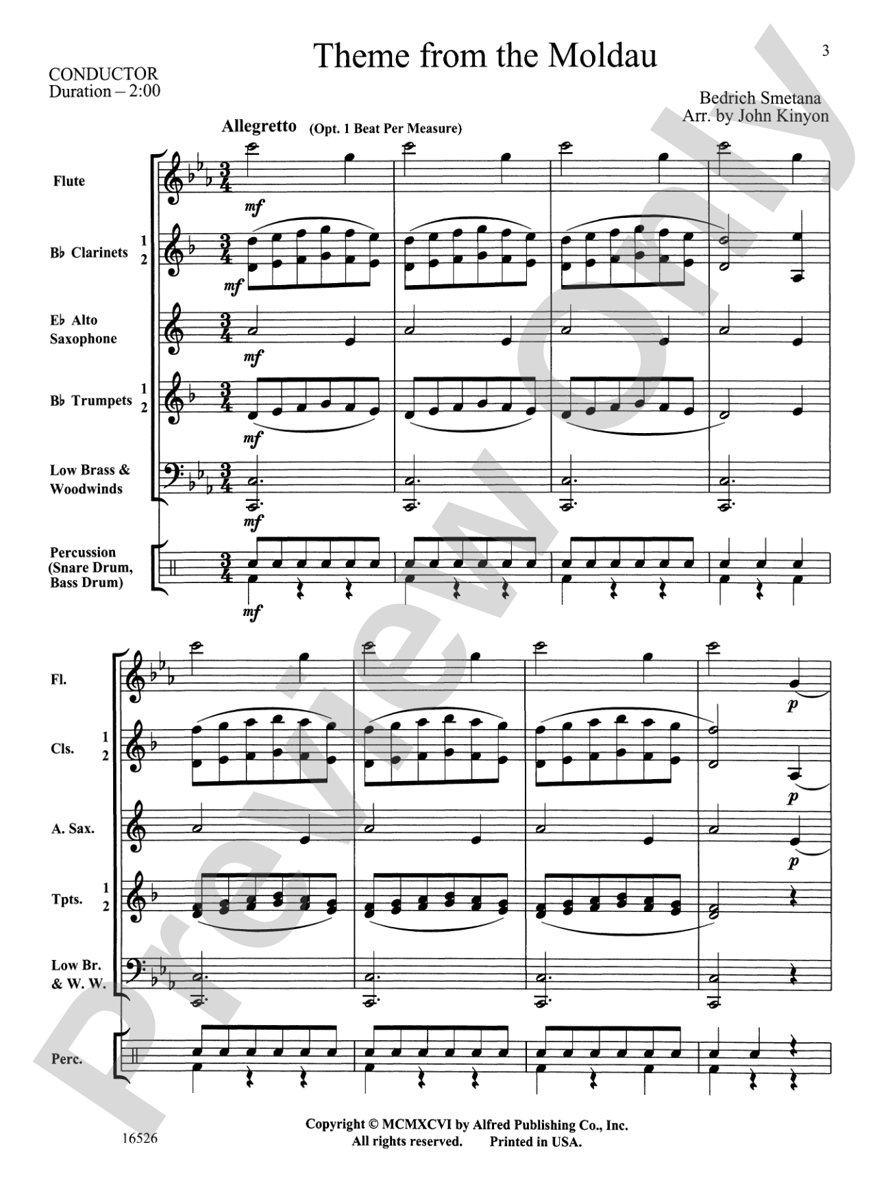 Theme from "The Moldau": Concert Band Conductor Score & Parts
