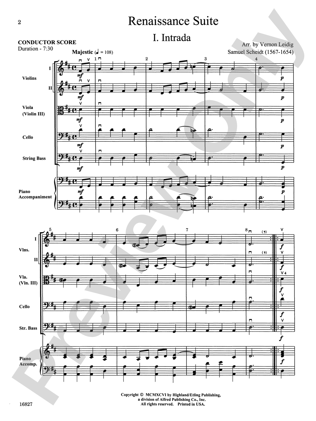 Renaissance Suite: String Orchestra Conductor Score & Parts