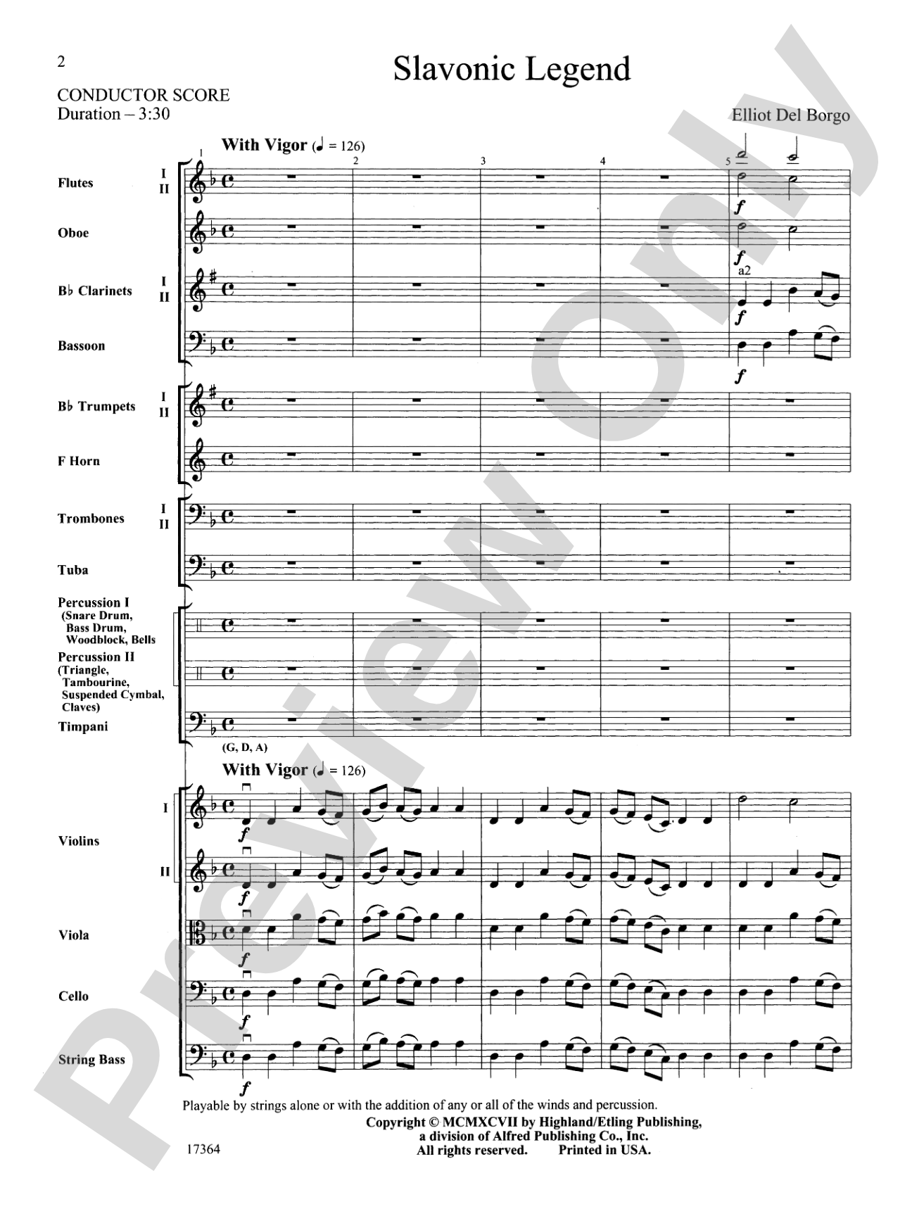 Slavonic Legend: Full Orchestra Conductor Score & Parts