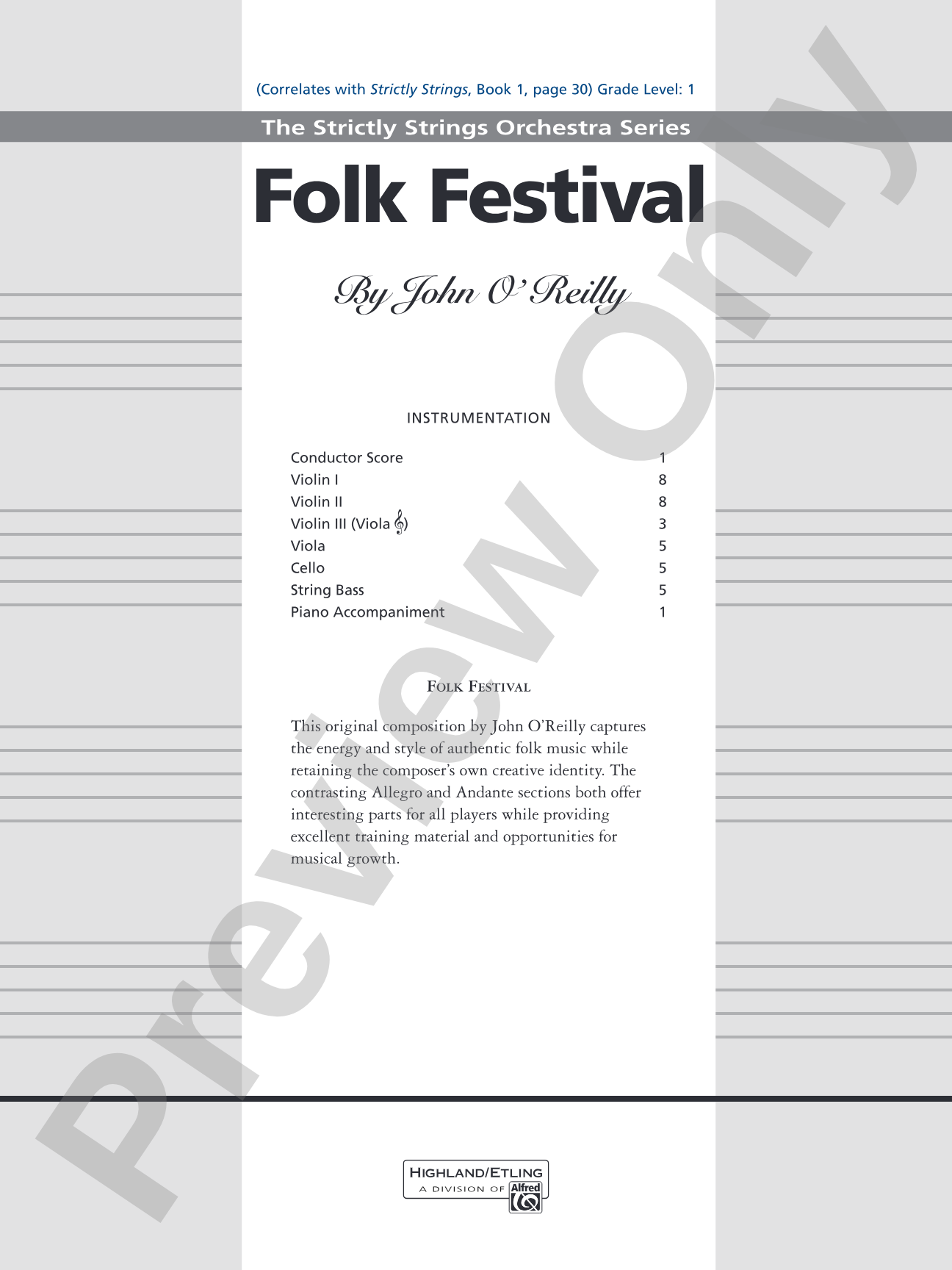 Folk Festival: String Orchestra Conductor Score & Parts