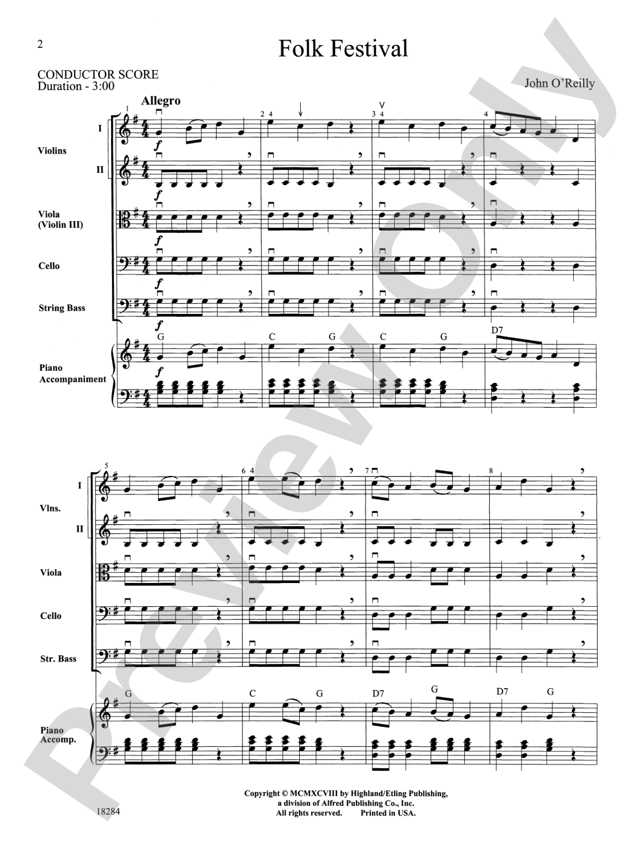 Folk Festival: String Orchestra Conductor Score & Parts