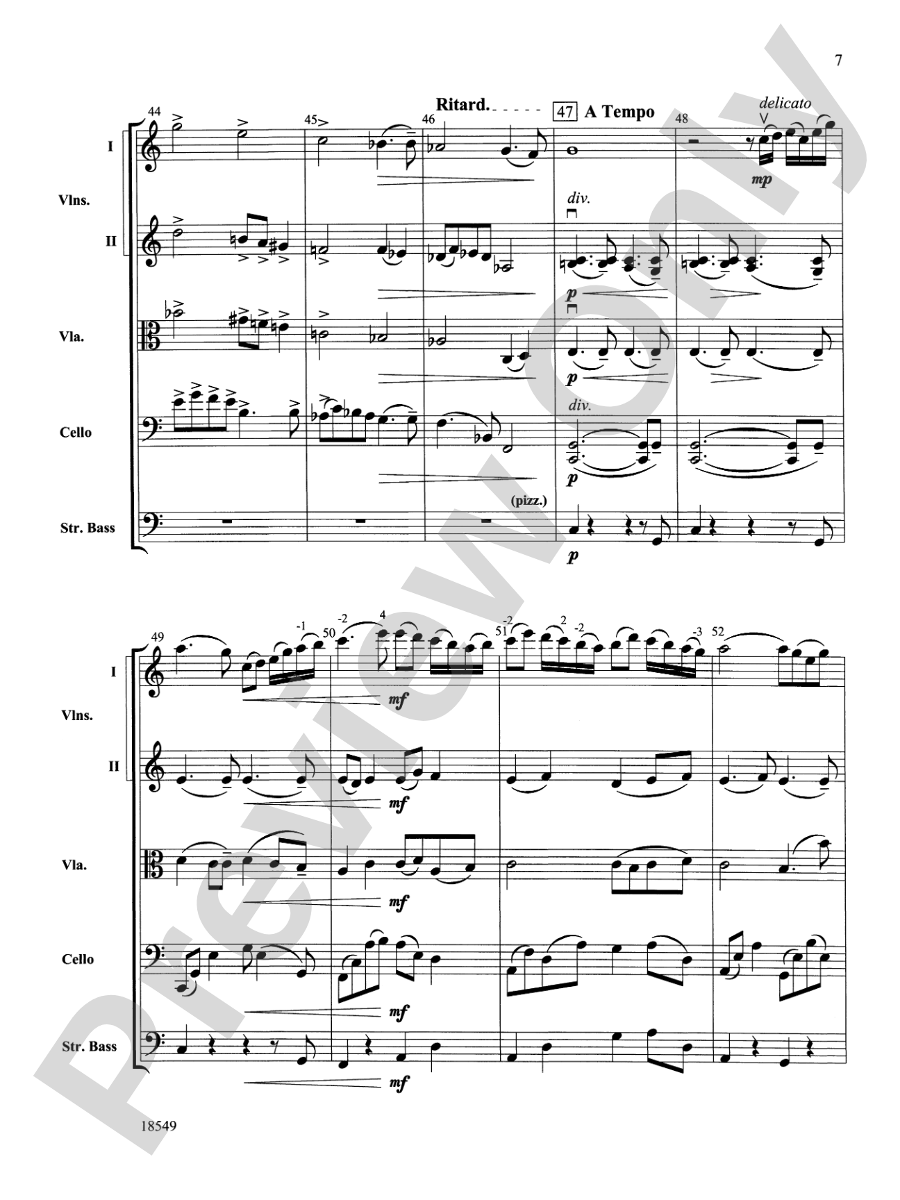 Serenade for Strings: String Orchestra Conductor Score & Parts