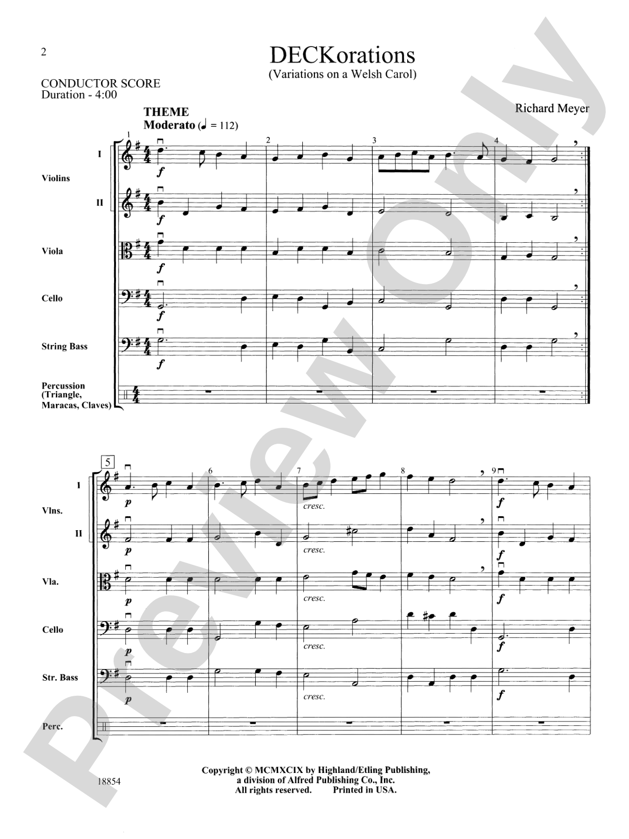 DECKorations: String Orchestra Conductor Score & Parts
