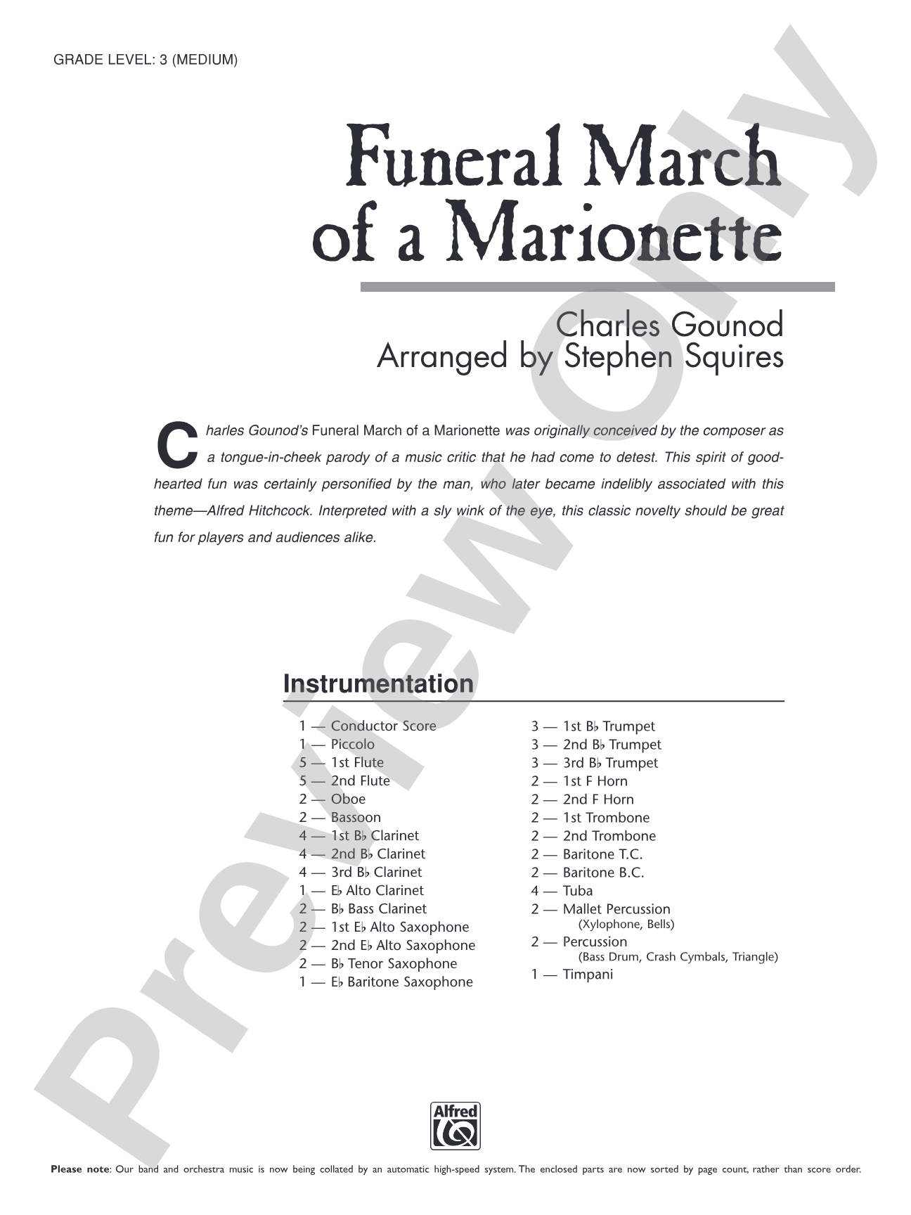 Funeral March of a Marionette: Concert Band Conductor Score & Parts