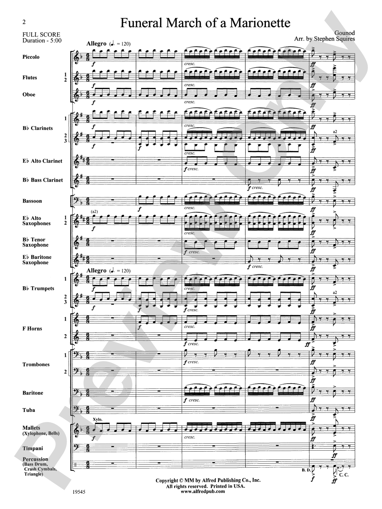 Funeral March of a Marionette: Concert Band Conductor Score & Parts