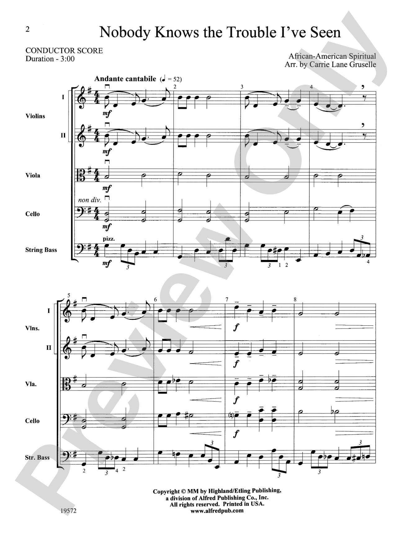 Nobody Knows the Trouble I've Seen: String Orchestra Conductor Score & Parts