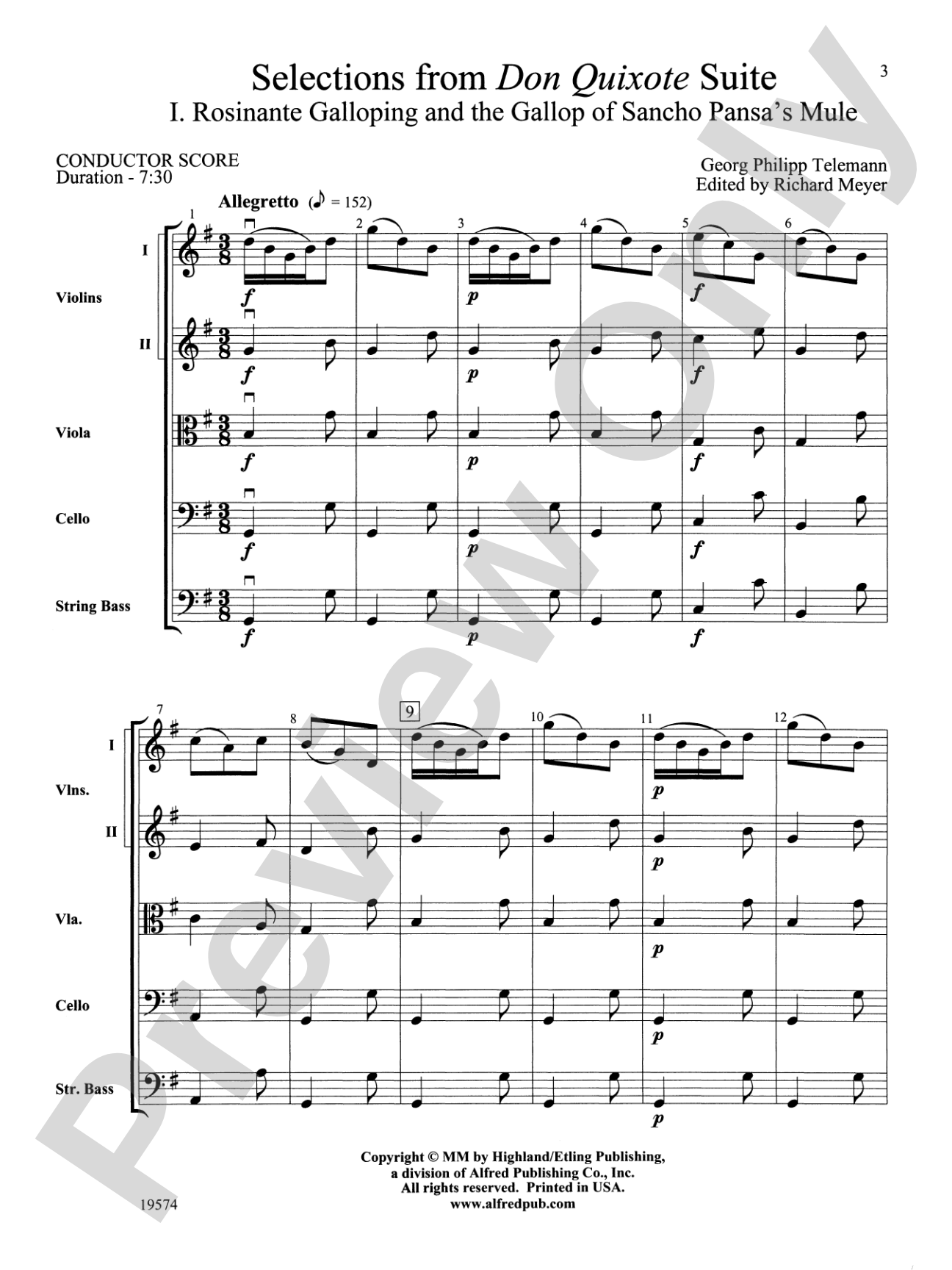 Selections from Don Quixote Suite: String Orchestra Conductor Score & Parts