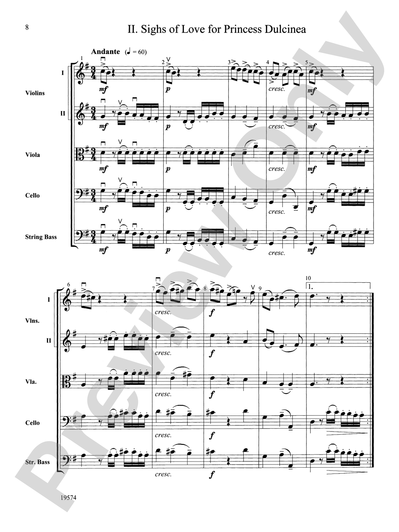 Selections from Don Quixote Suite: String Orchestra Conductor Score & Parts