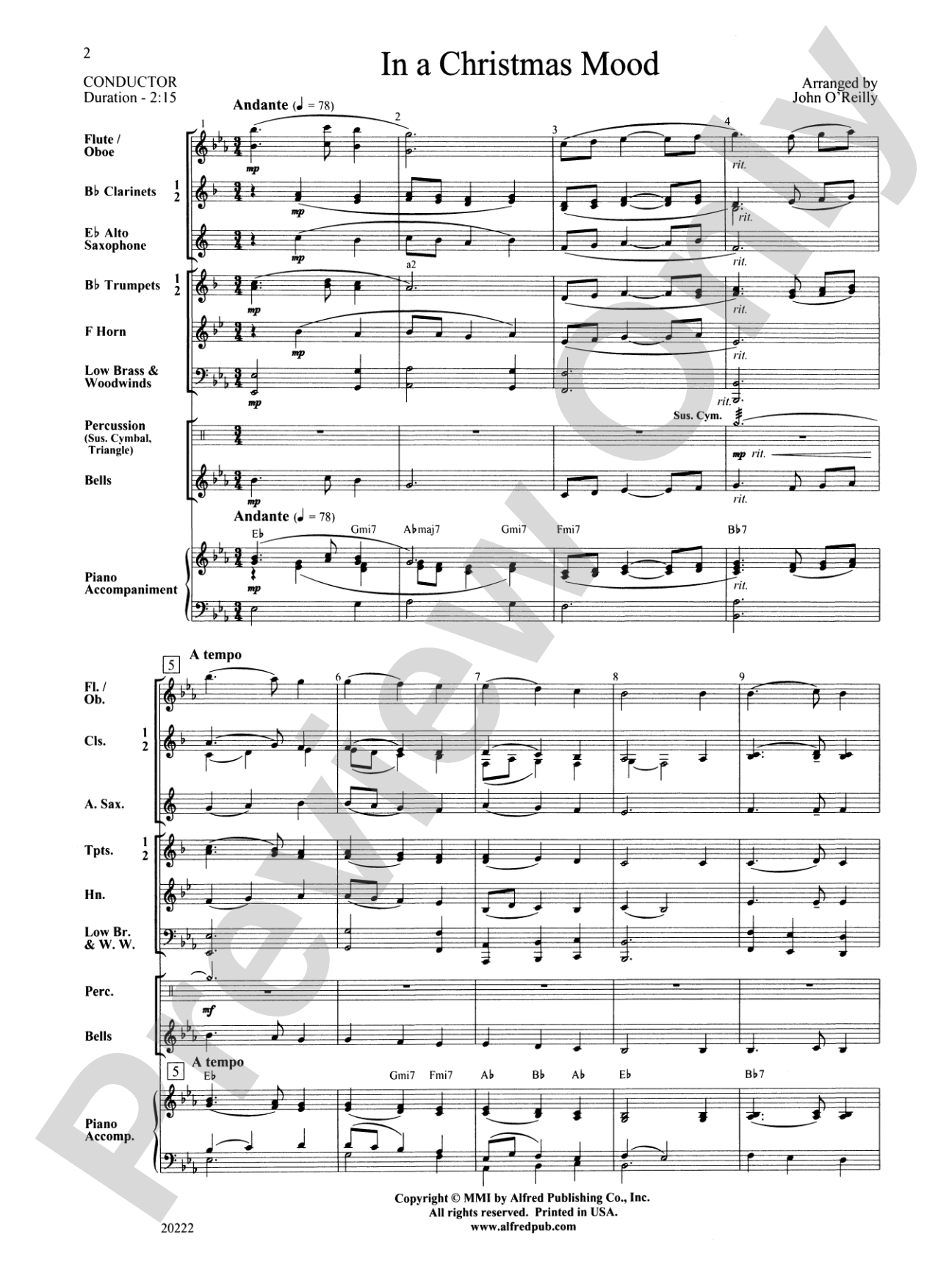 In a Christmas Mood: Concert Band Conductor Score & Parts