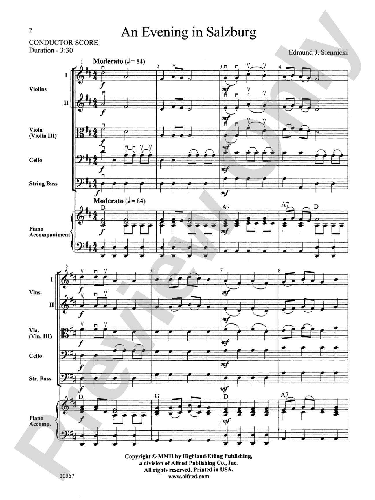 An Evening in Salzburg: String Orchestra Conductor Score & Parts