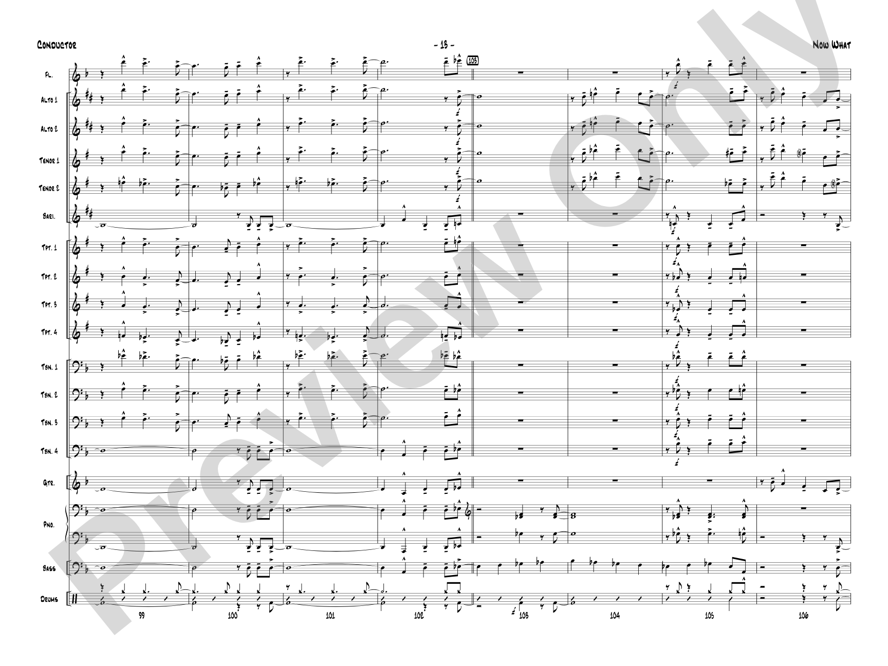 Now What: Jazz Ensemble Conductor Score & Parts