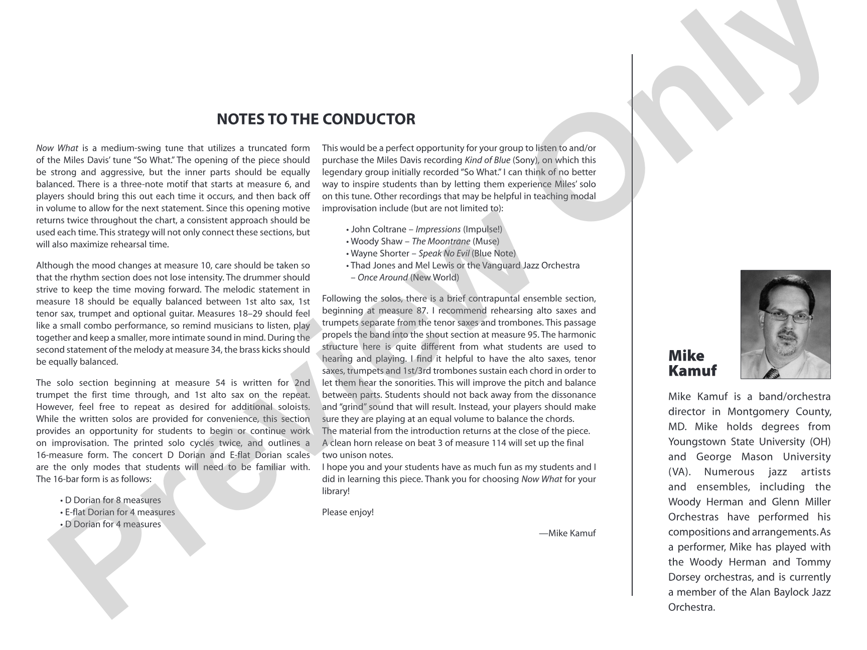 Now What: Jazz Ensemble Conductor Score & Parts