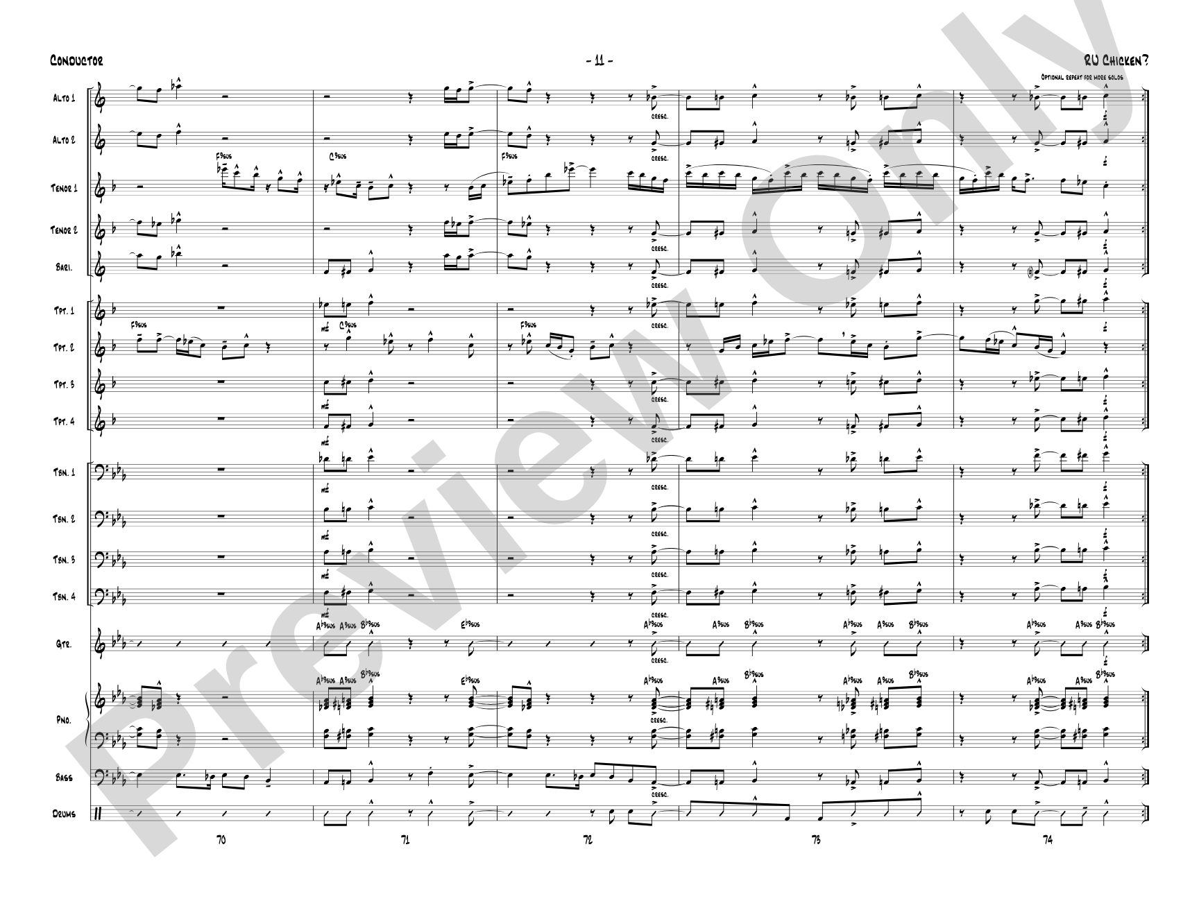 R U Chicken?: Jazz Ensemble Conductor Score & Parts