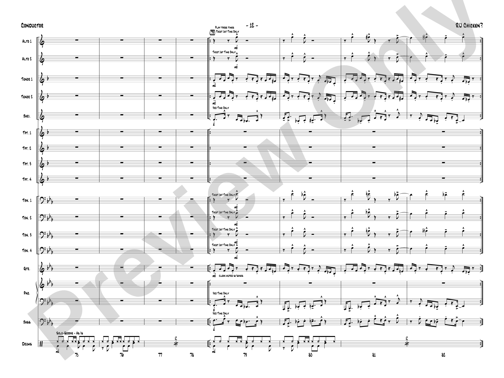 R U Chicken?: Jazz Ensemble Conductor Score & Parts