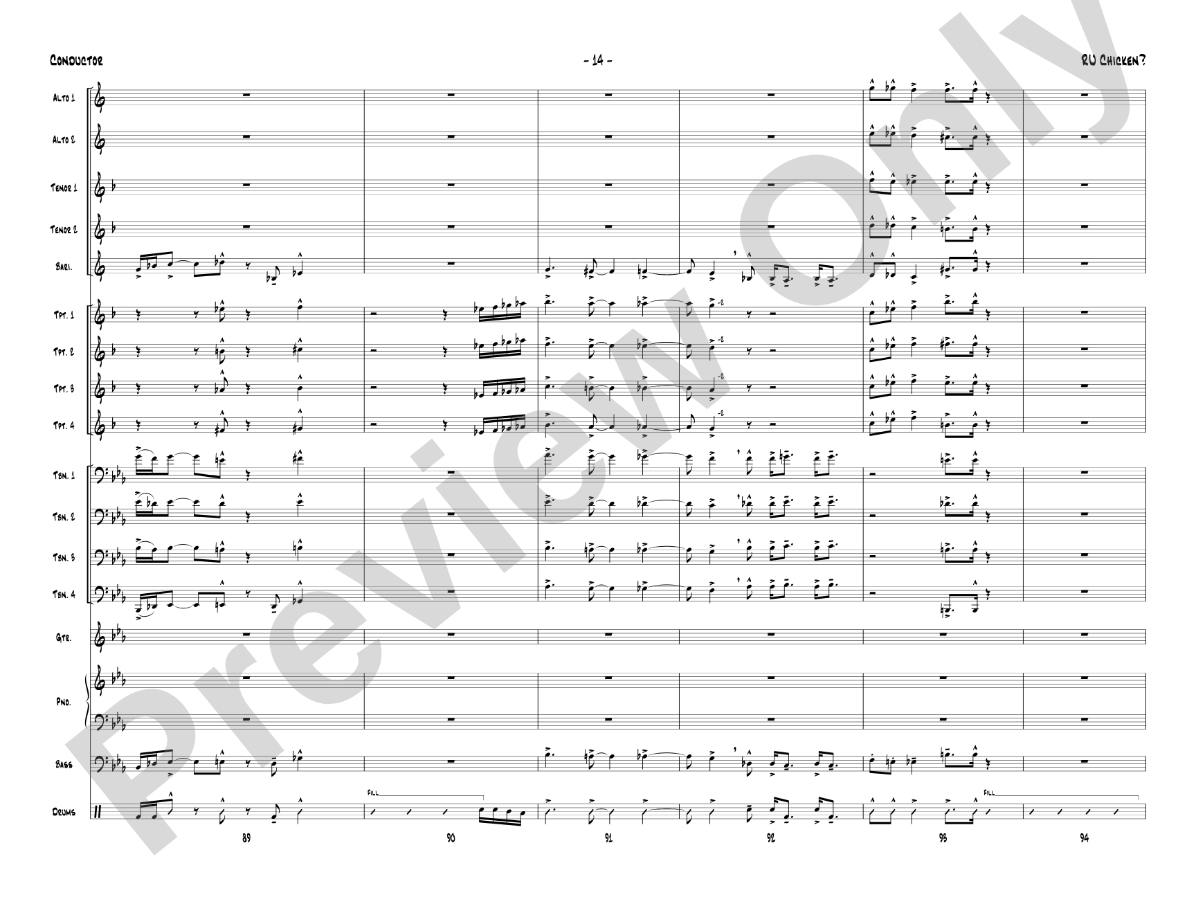 R U Chicken?: Jazz Ensemble Conductor Score & Parts