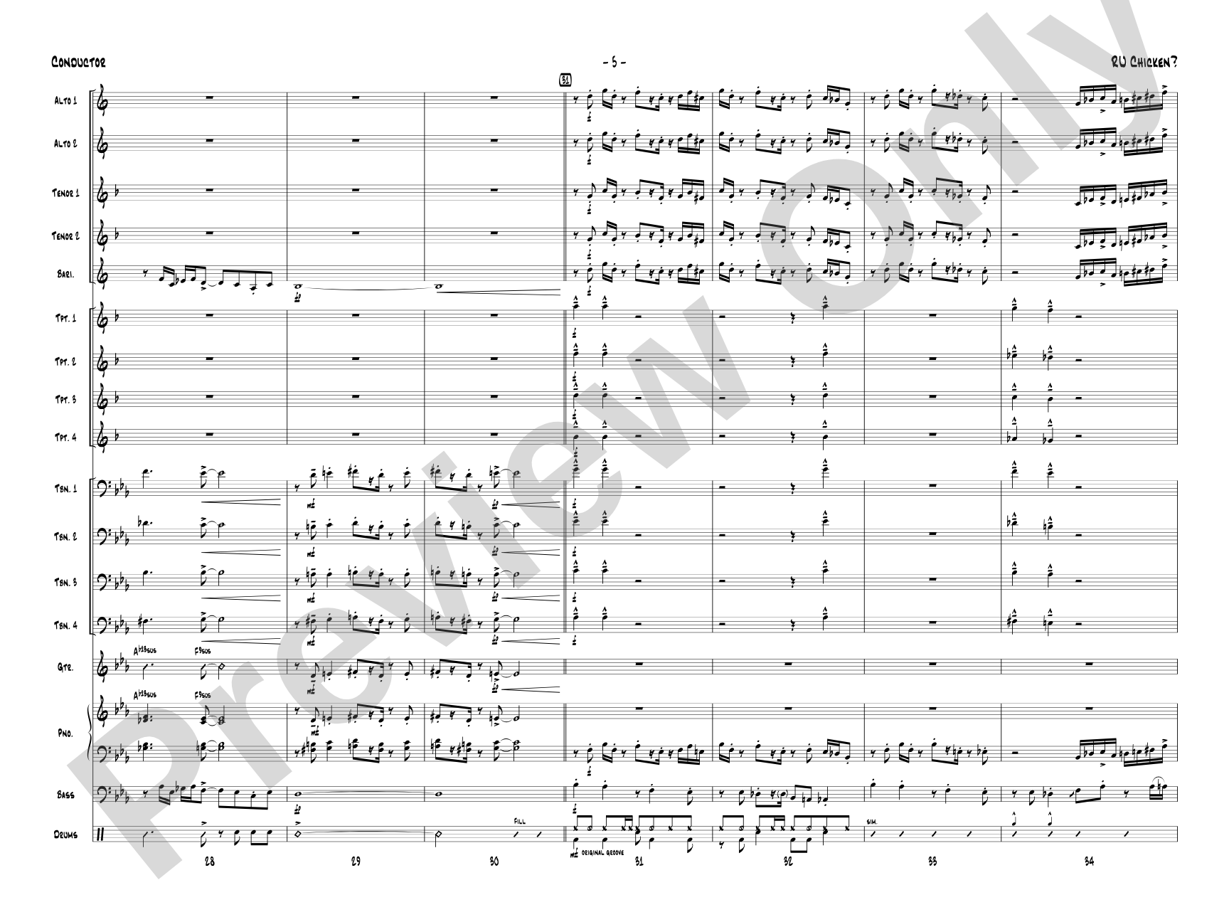 R U Chicken?: Jazz Ensemble Conductor Score & Parts
